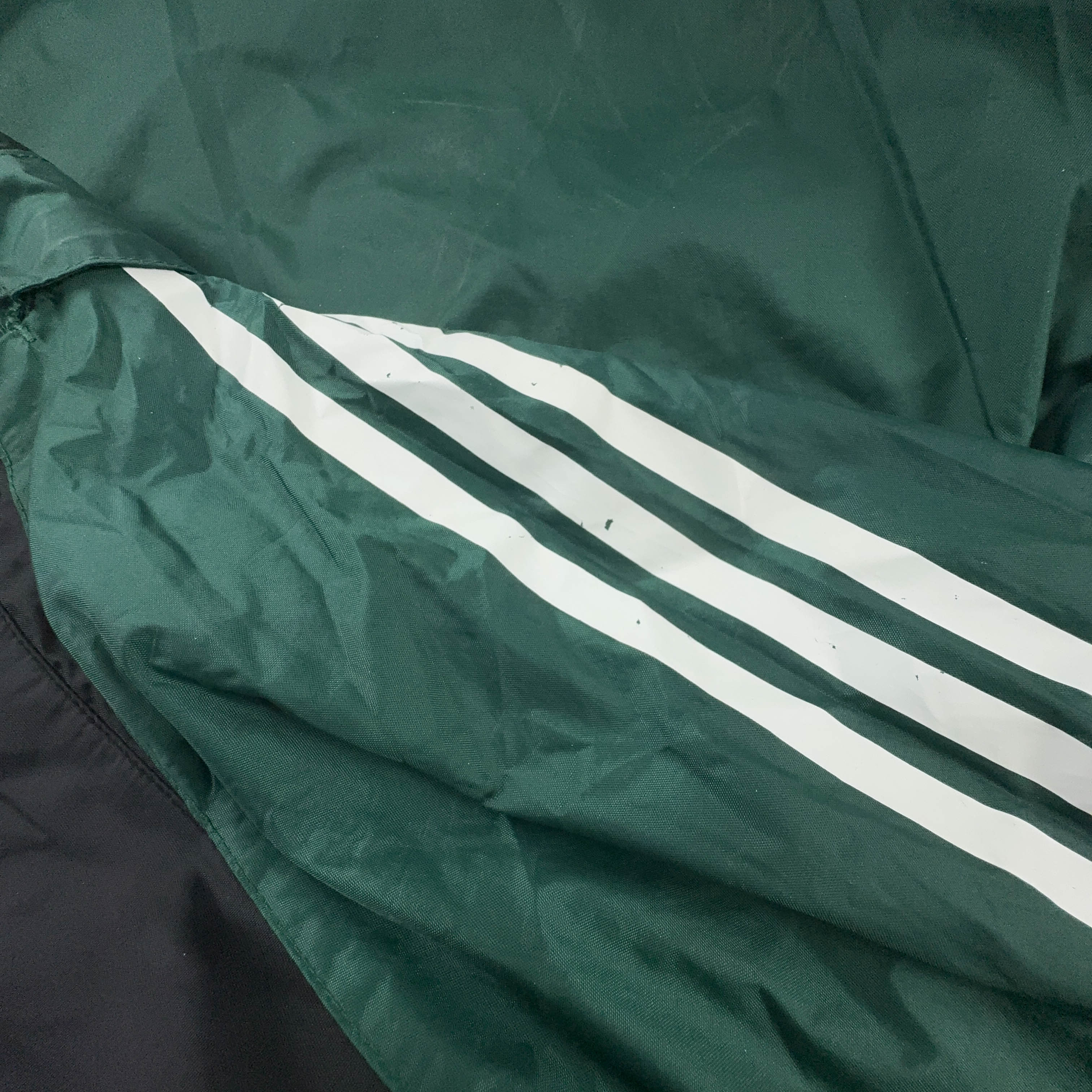 Giacca a vento Adidas Vintage nera e verde con zip anni 00 - Taglia 7 uomo