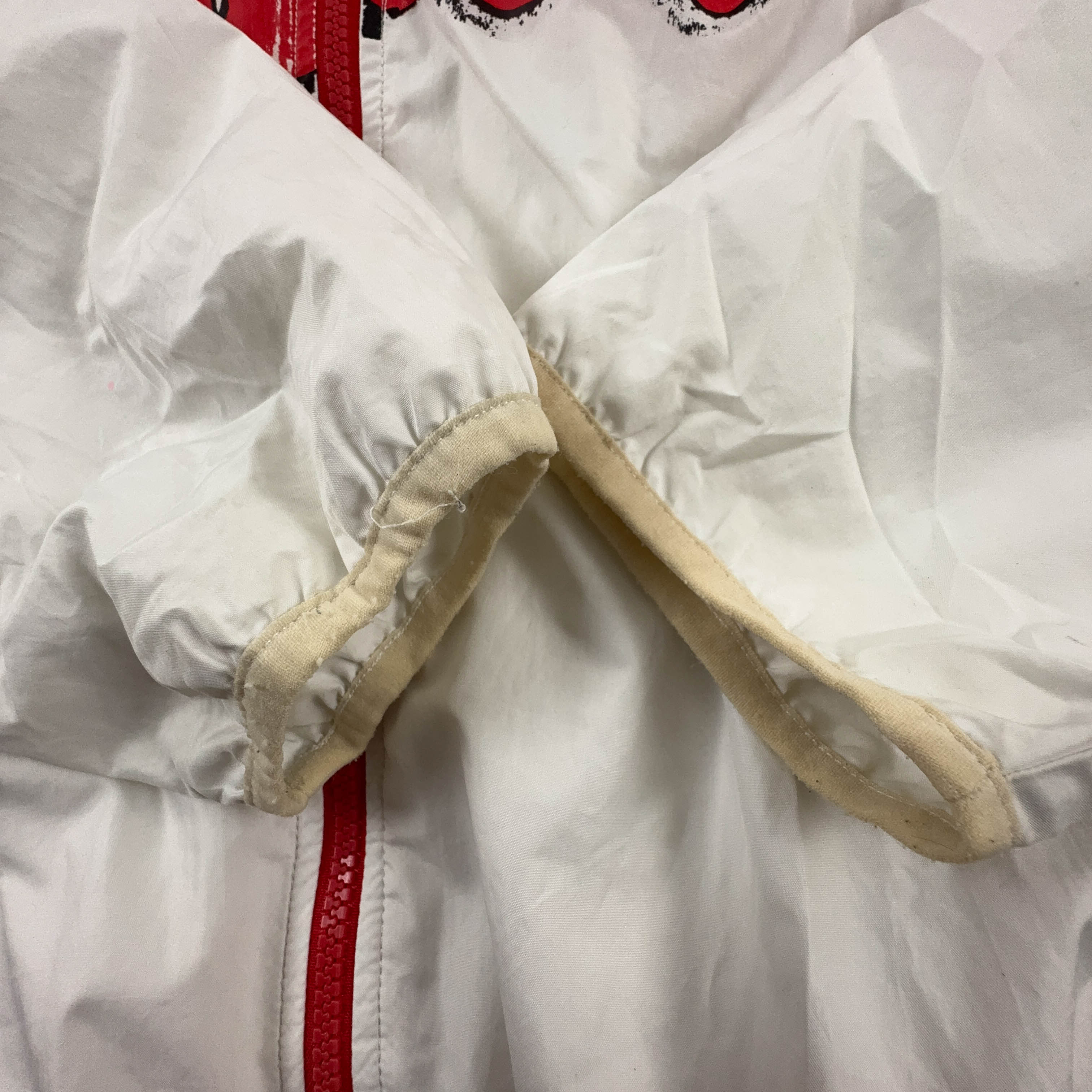 Giacca a vento Adidas Vintage bianca con stampa all over e zip anni 00 - Taglia L uomo