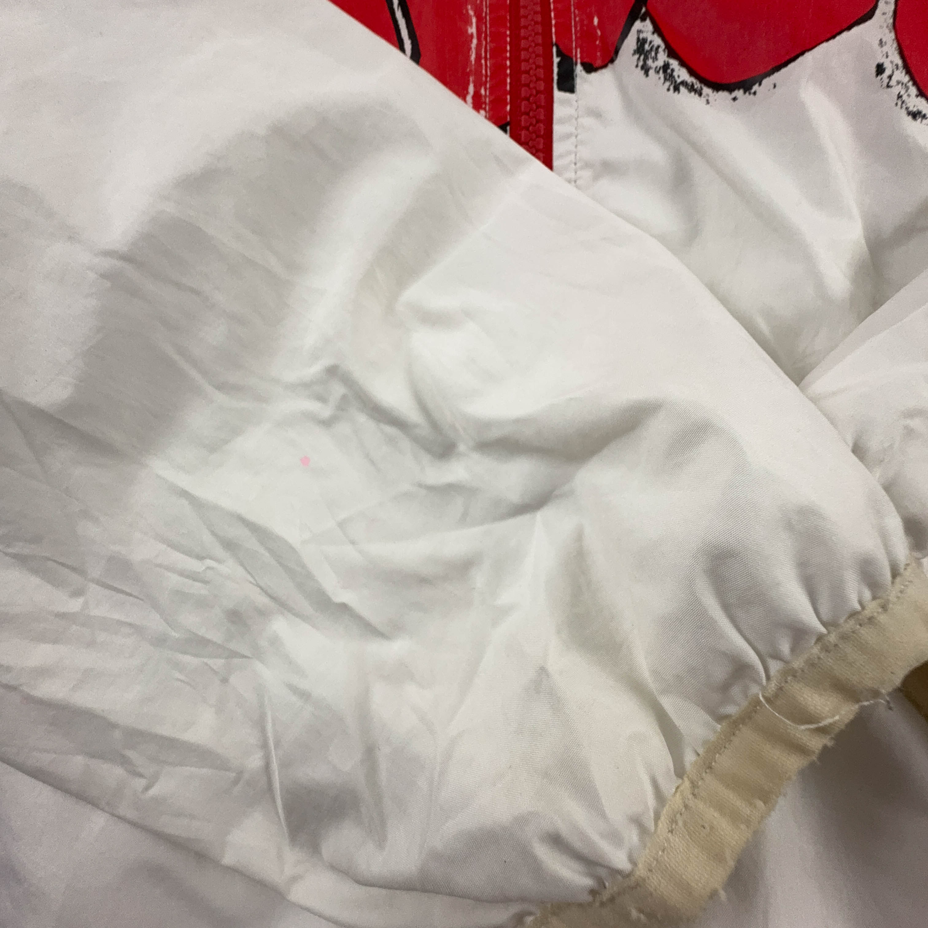 Giacca a vento Adidas Vintage bianca con stampa all over e zip anni 00 - Taglia L uomo