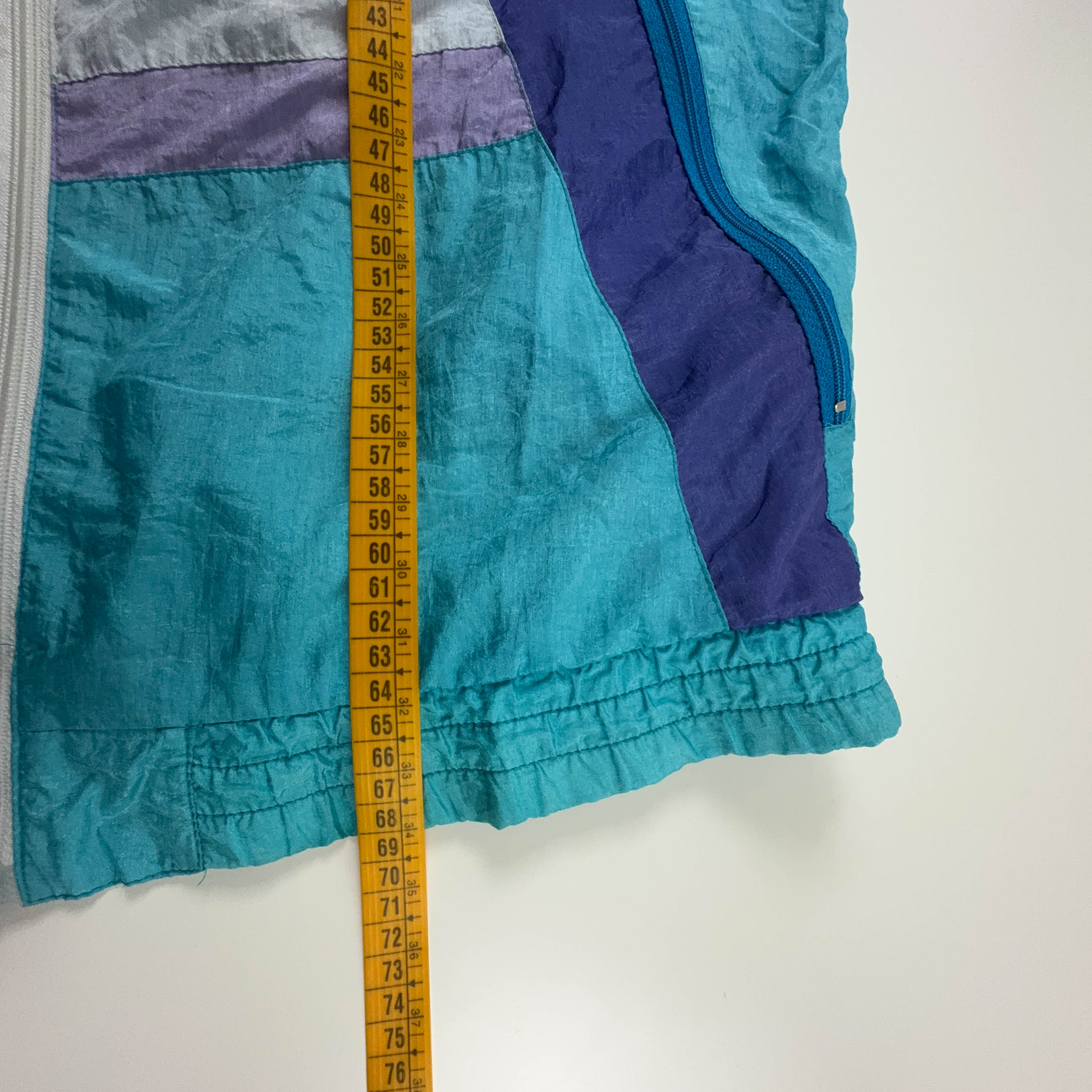 Giacca a vento Puma Vintage azzurra e viola con zip anni 80 - Taglia M uomo