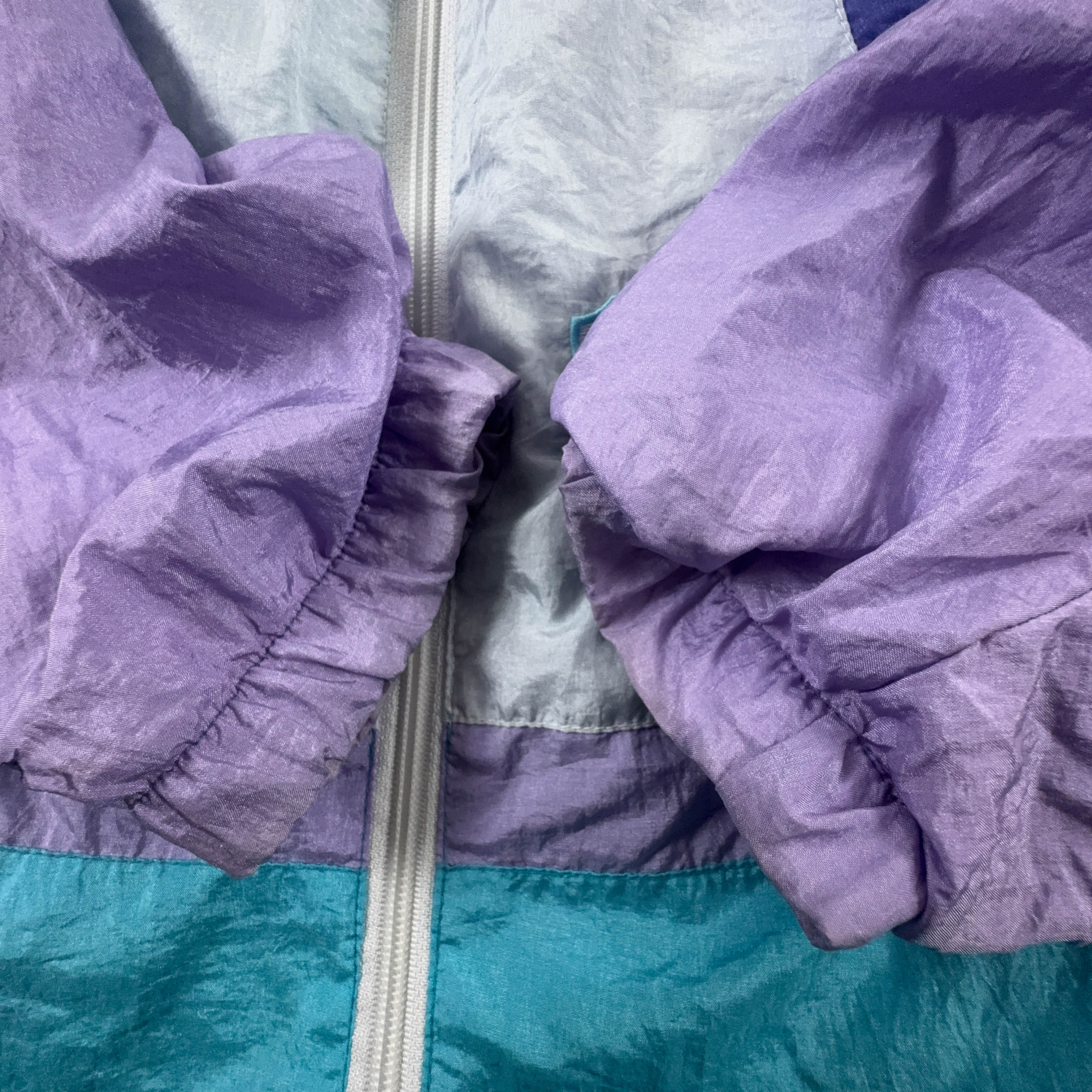 Giacca a vento Puma Vintage azzurra e viola con zip anni 80 - Taglia M uomo