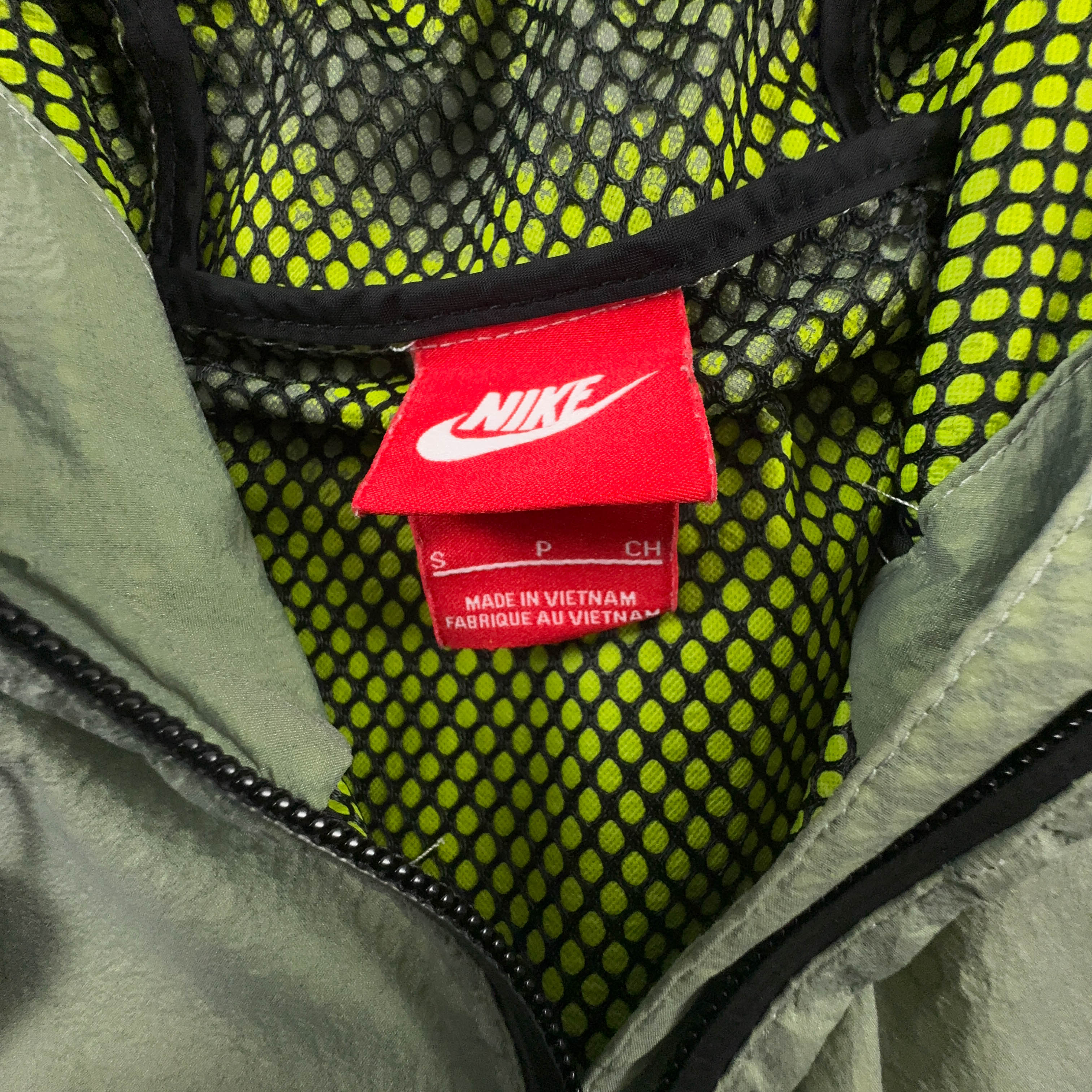 Giacca a vento Nike verde con zip anni 90 - Taglia S uomo