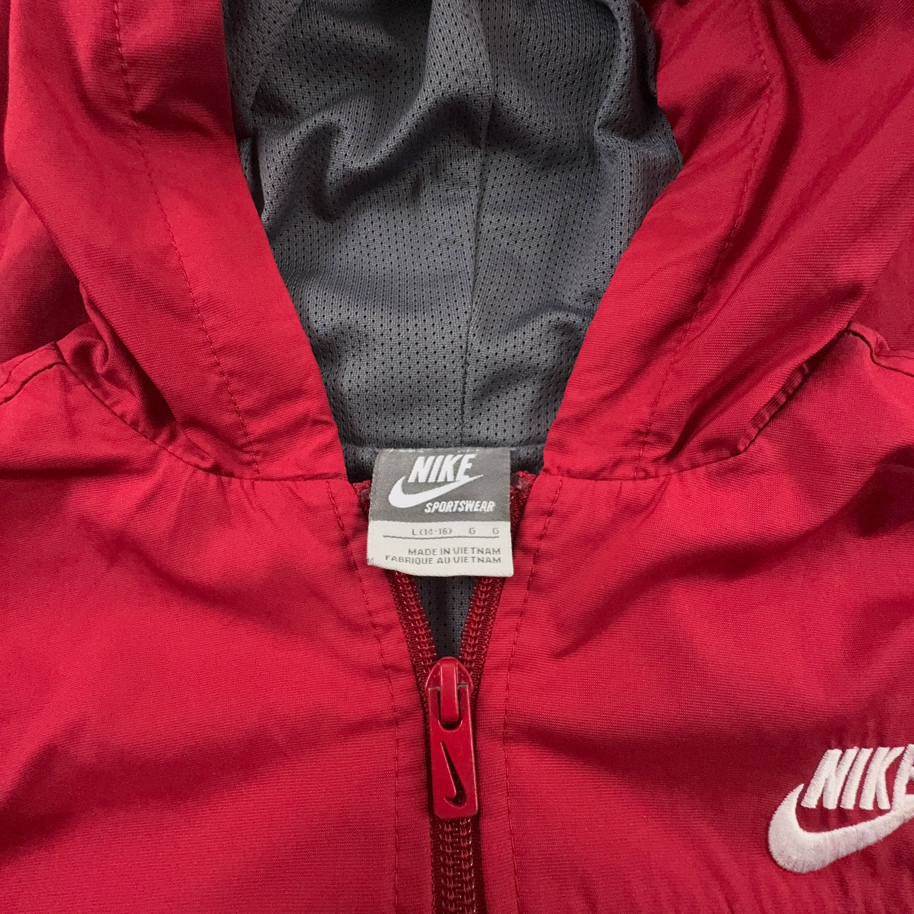 Giacca a vento Nike Vintage rossa con zip anni 00 - Taglia XS uomo