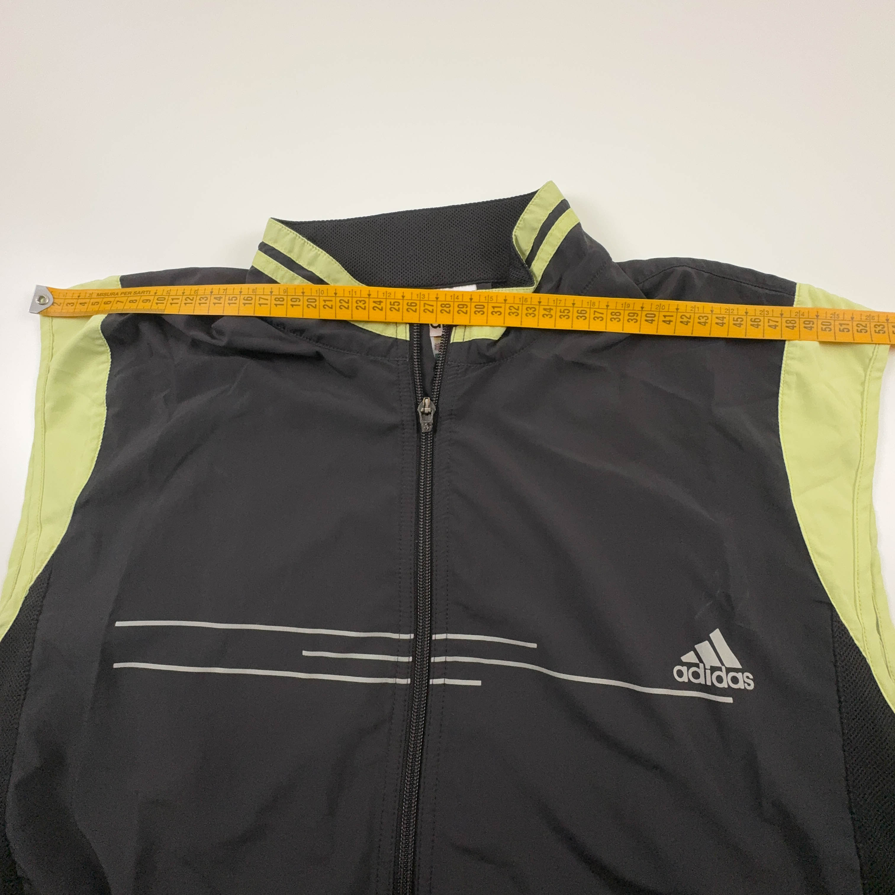 Giacca a vento Adidas Vintage smanicata nera con zip anni 90 00 - Taglia XL uomo