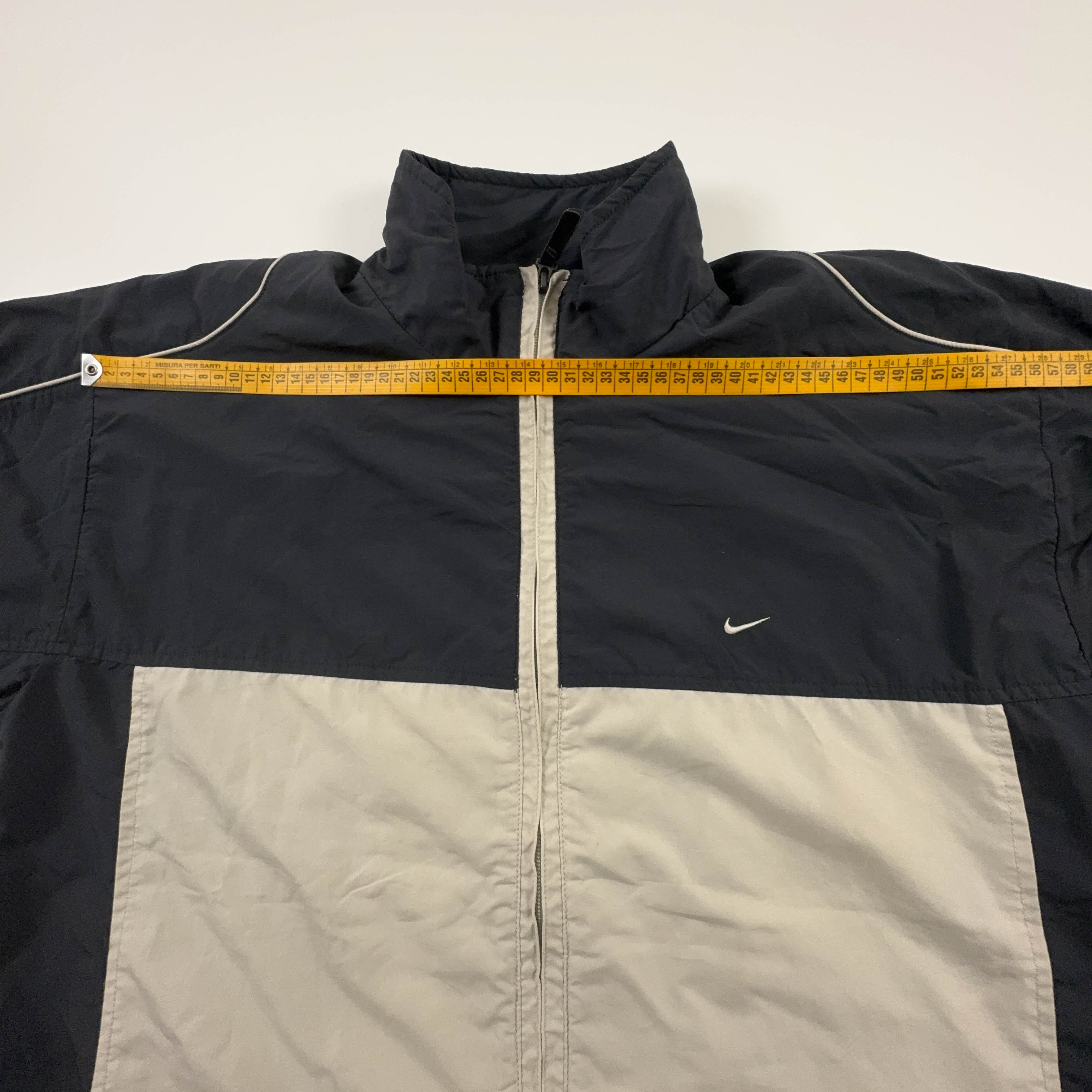 Giacca a vento Nike Vintage nera e beige con zip anni 90 - Taglia M/L 178 uomo
