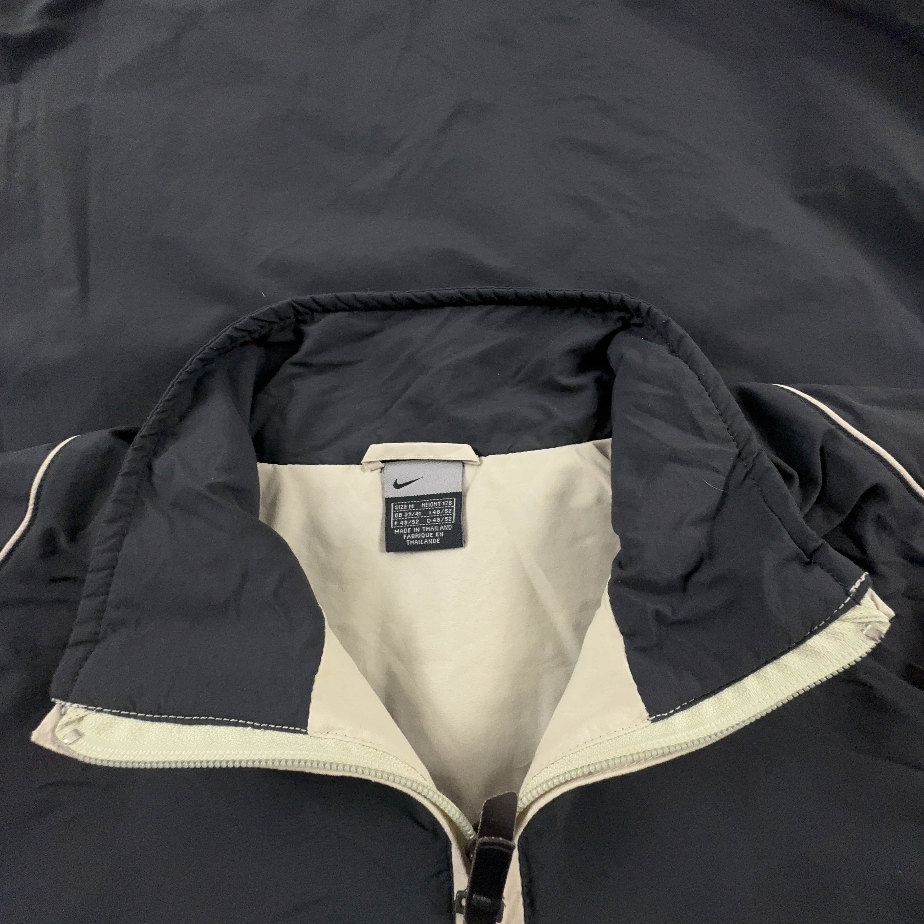 Giacca a vento Nike Vintage nera e beige con zip anni 90 - Taglia M/L 178 uomo
