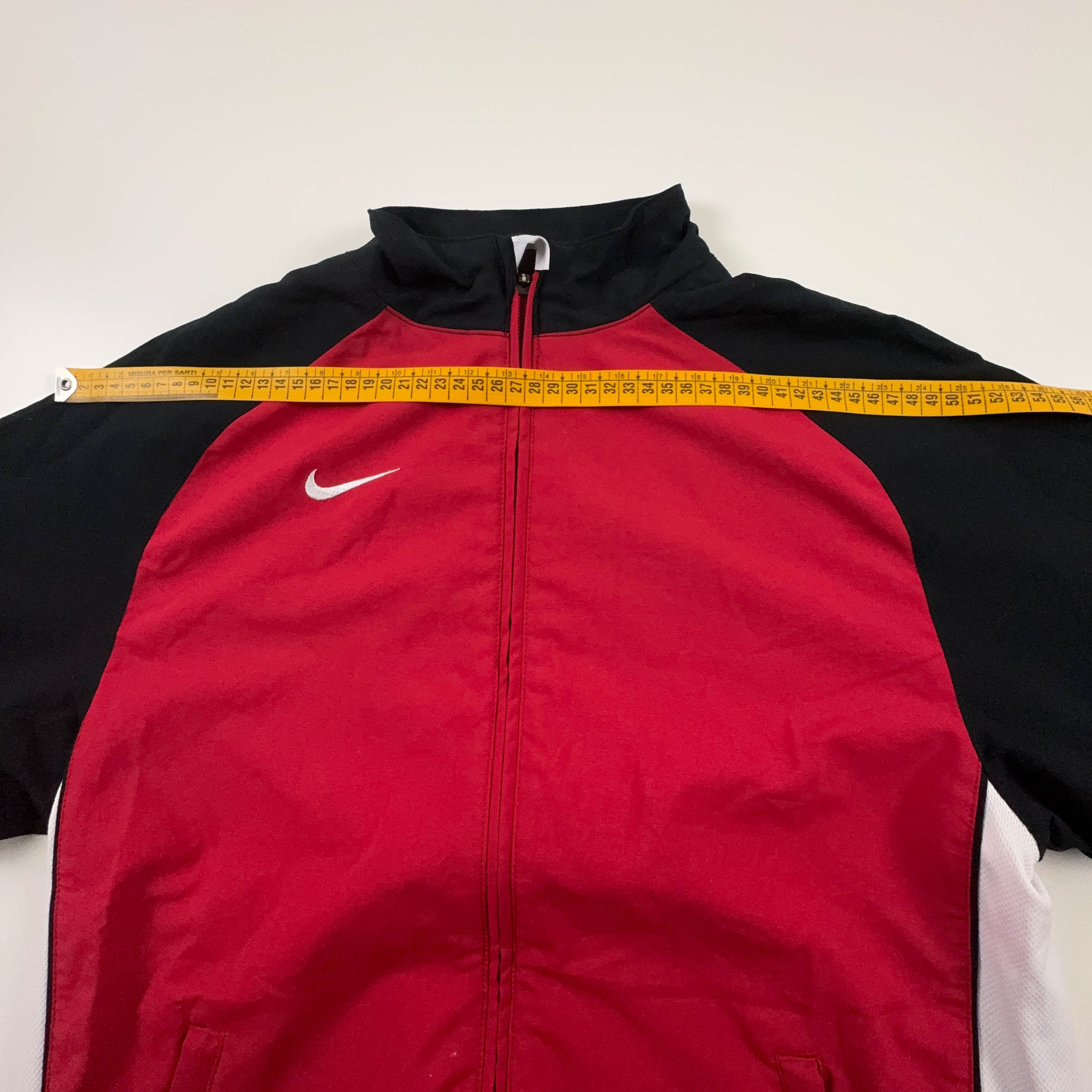 Giacca a vento Nike Vintage rossa e nera con zip anni 00 - Taglia XS uomo