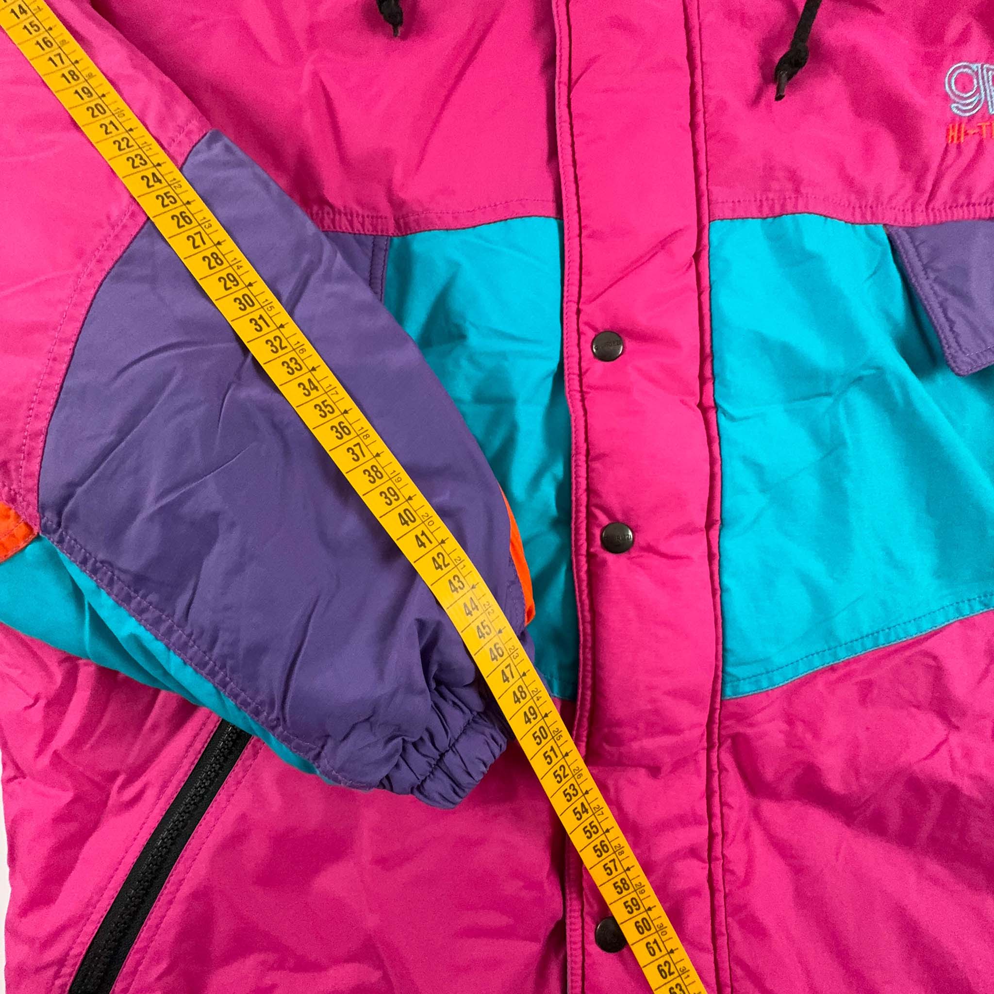 Giacca da Sci/Snowboard Vintage rosa e azzurra con zip - Taglia 44 uomo