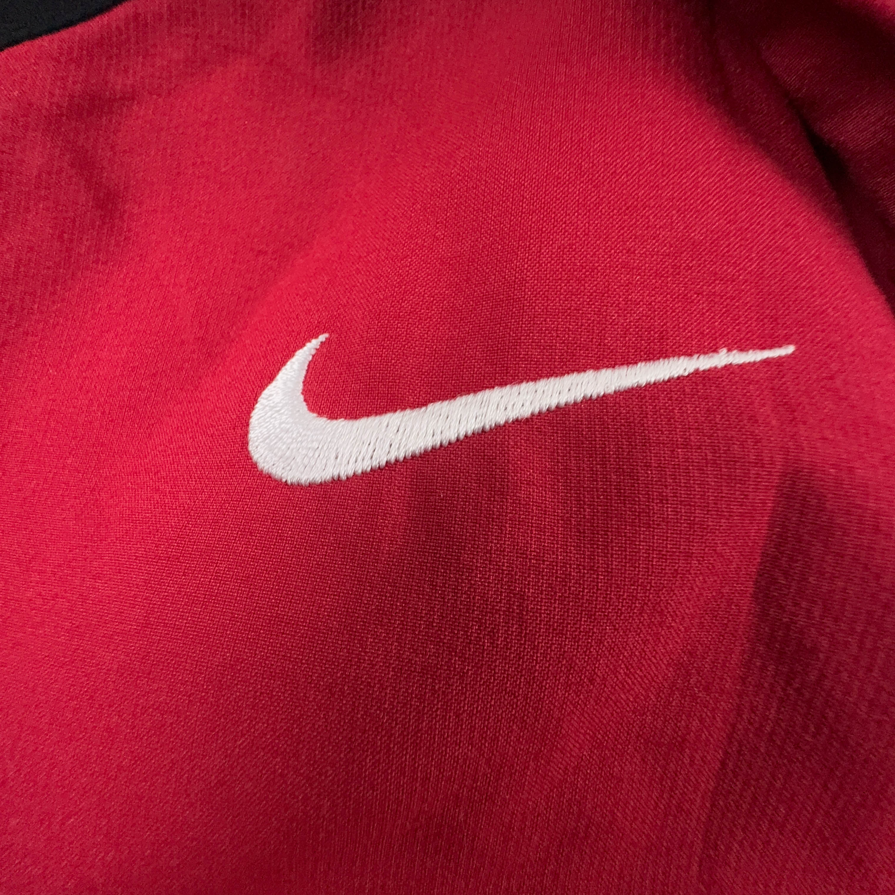 Giacca a vento Nike Vintage rossa e nera con zip anni 00 - Taglia XS uomo