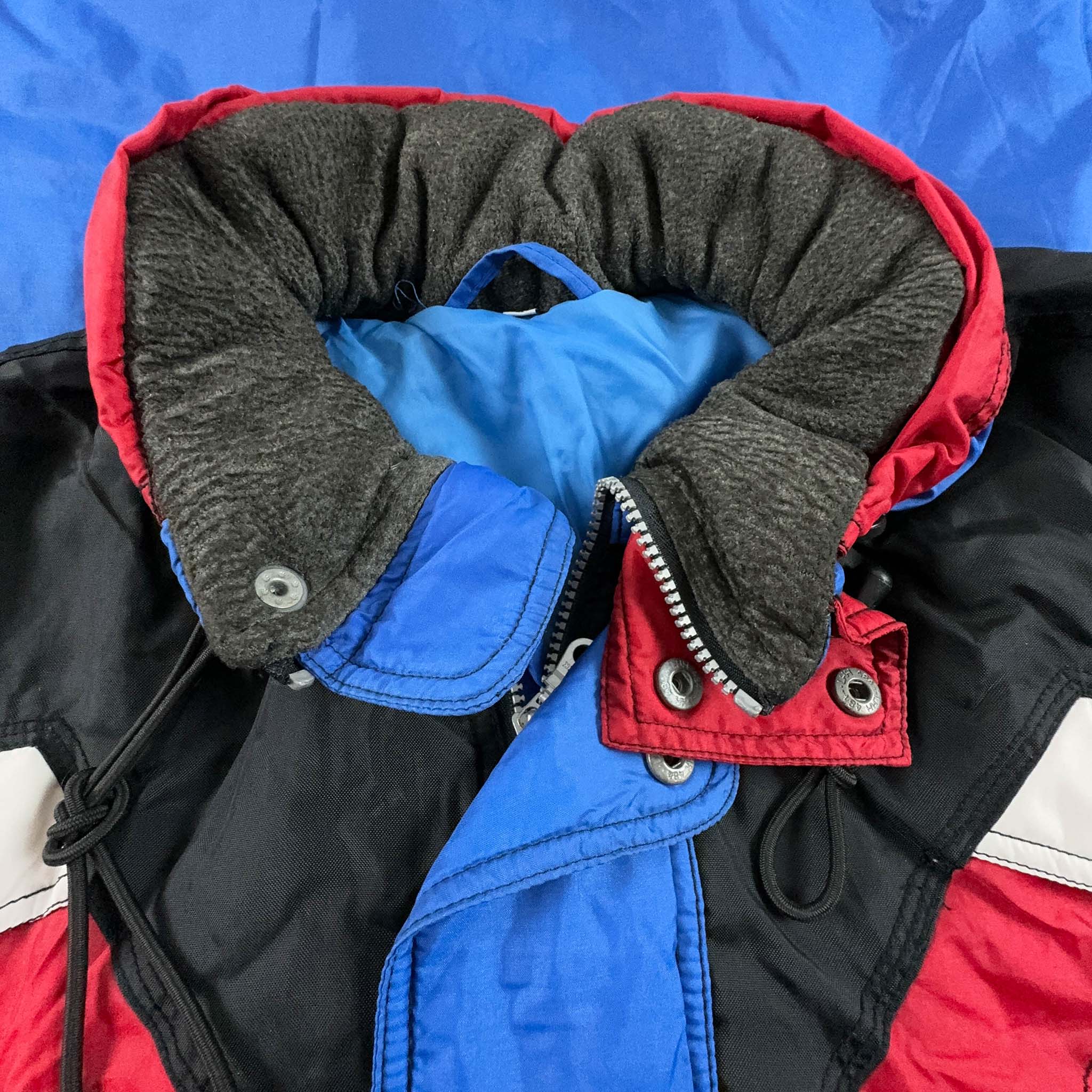 Giacca da Sci/Snowboard Vintage blu e rossa con zip - Taglia L uomo