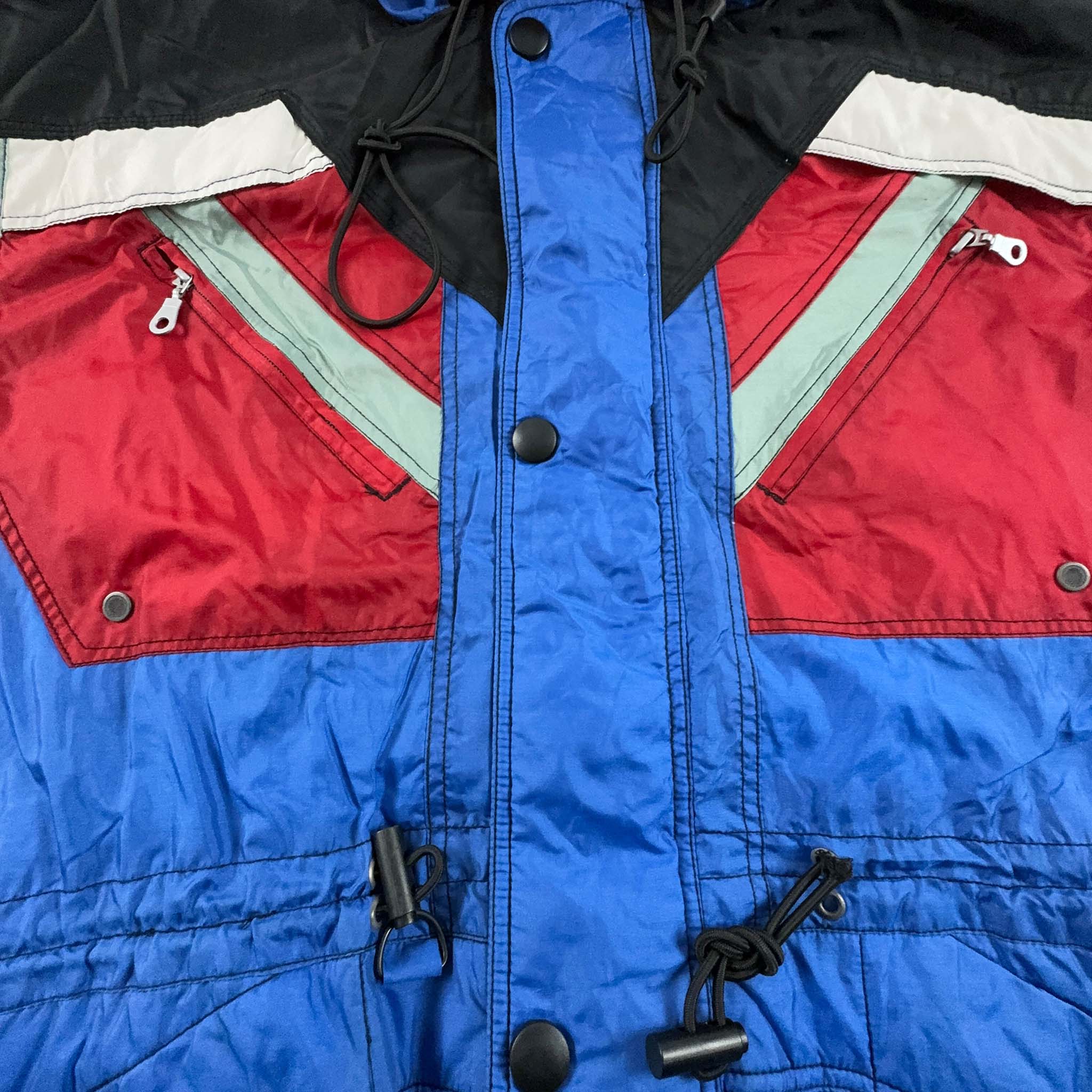 Giacca da Sci/Snowboard Vintage blu e rossa con zip - Taglia L uomo