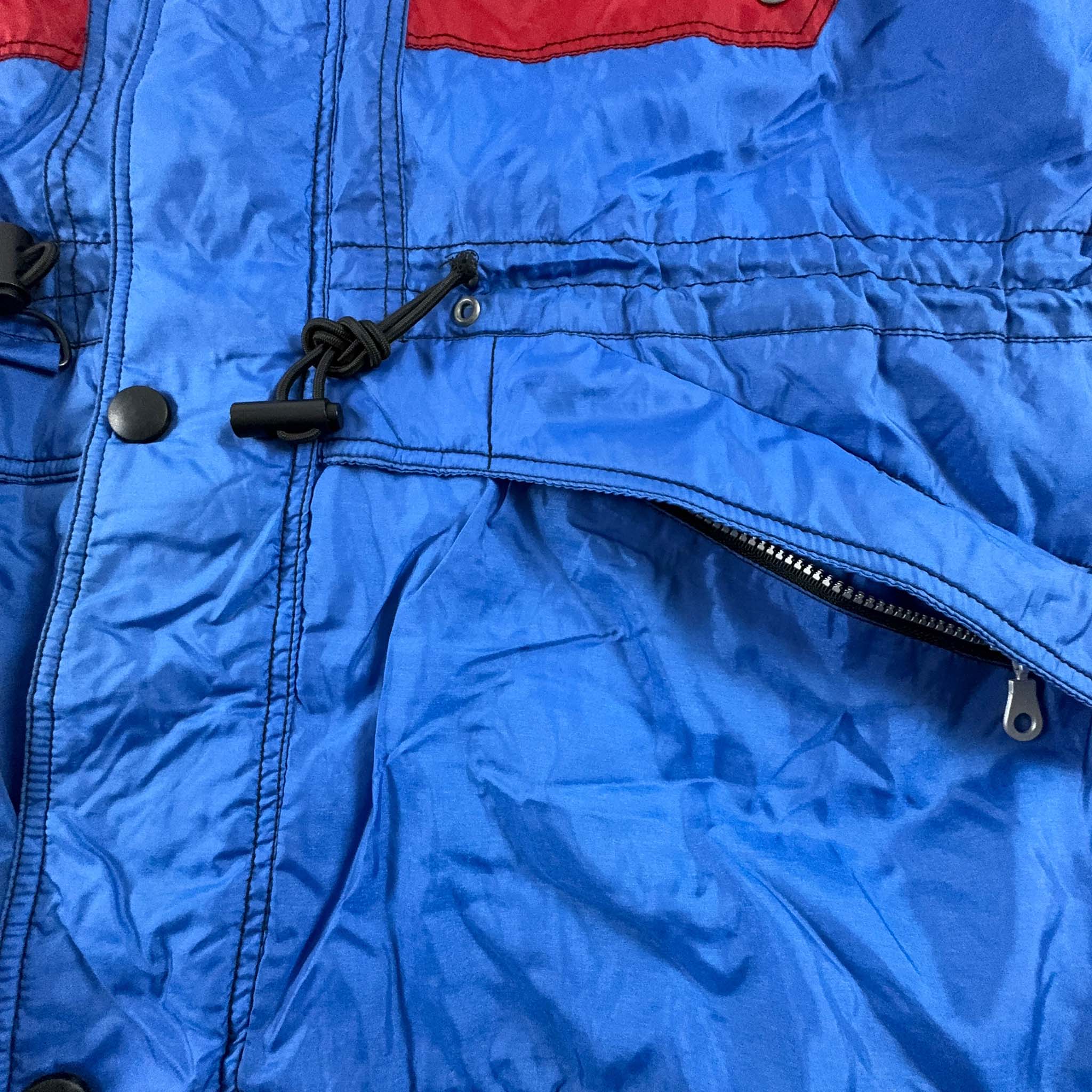 Giacca da Sci/Snowboard Vintage blu e rossa con zip - Taglia L uomo