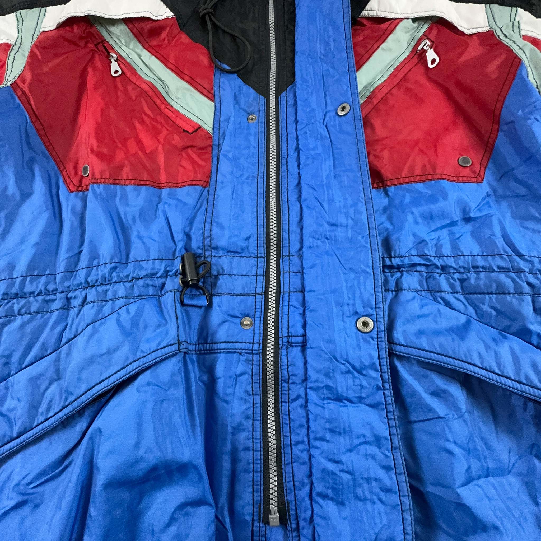 Giacca da Sci/Snowboard Vintage blu e rossa con zip - Taglia L uomo