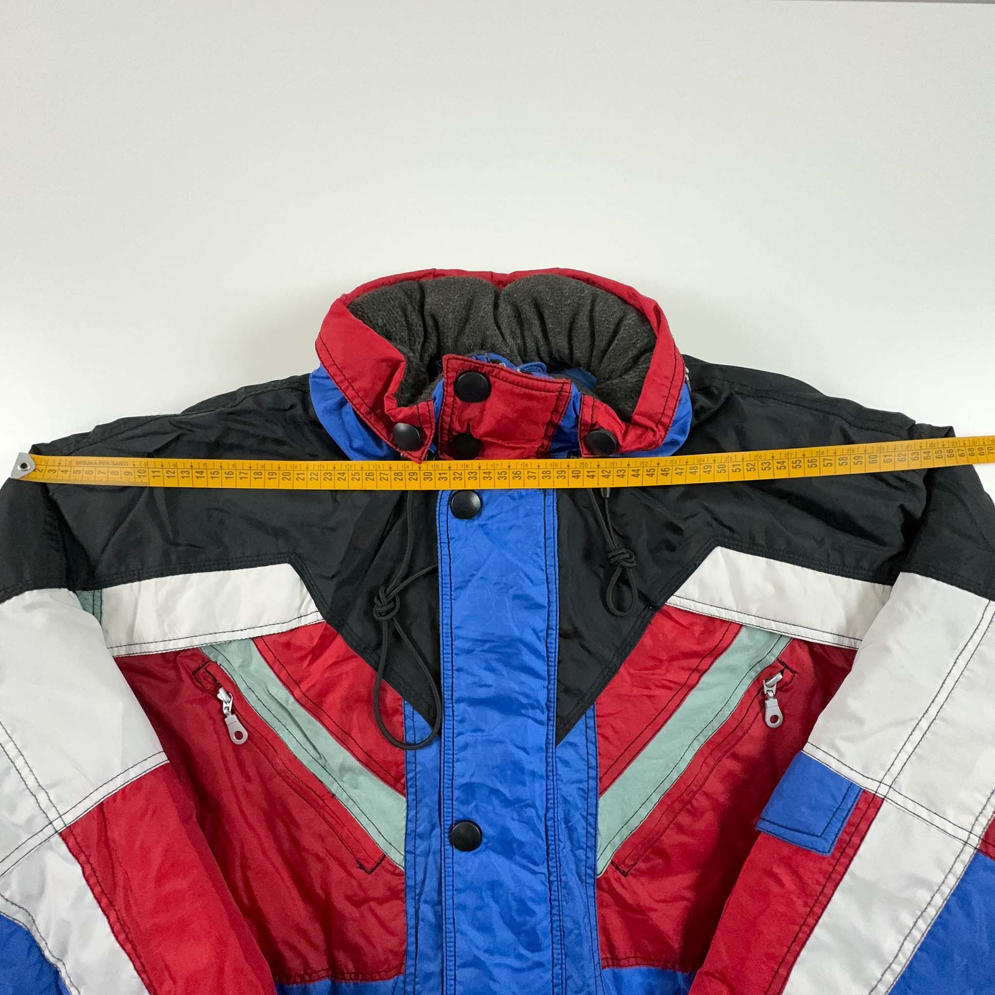 Giacca da Sci/Snowboard Vintage blu e rossa con zip - Taglia L uomo