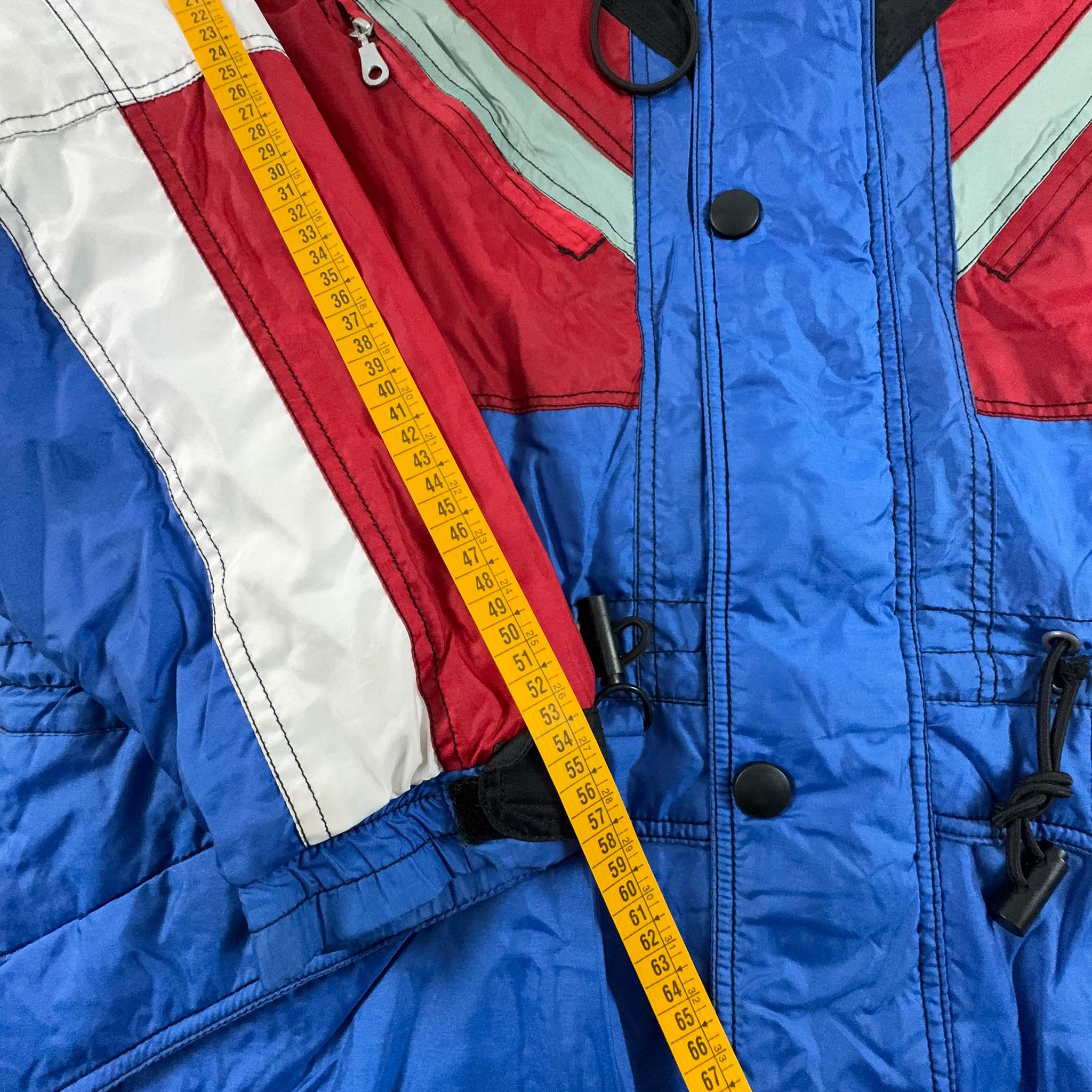 Giacca da Sci/Snowboard Vintage blu e rossa con zip - Taglia L uomo