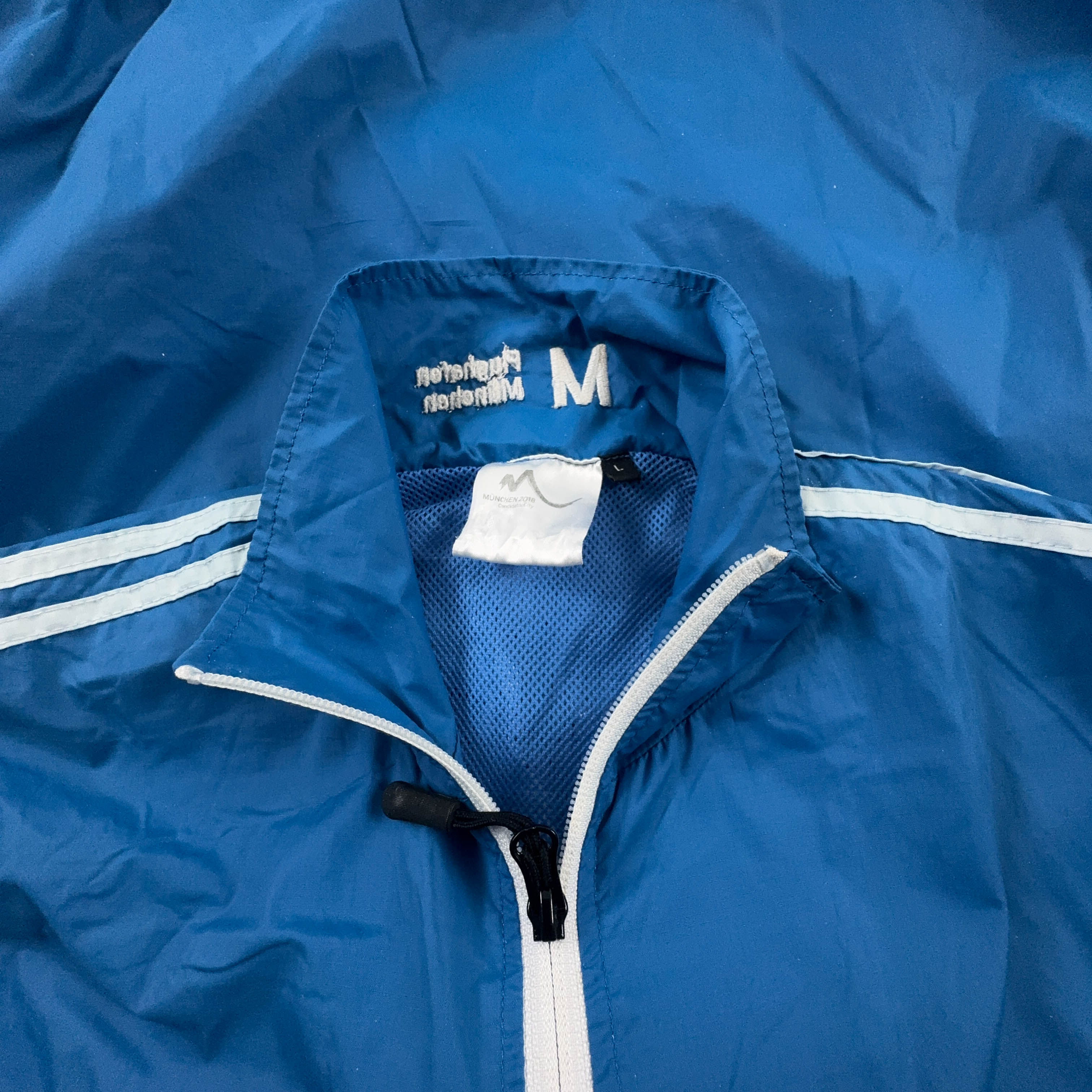 Giacca a vento Adidas azzurra e bianca con zip - Taglia L uomo