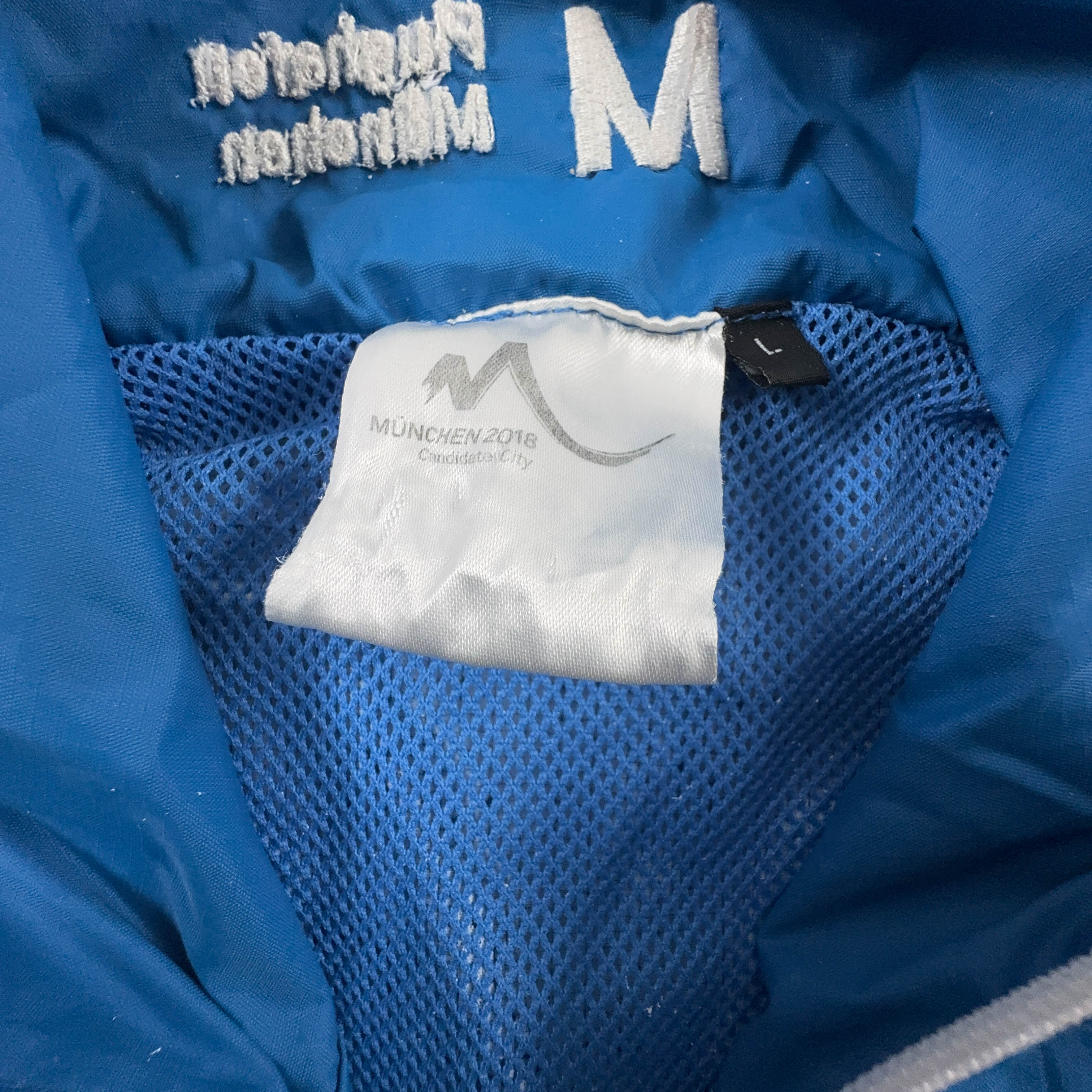 Giacca a vento Adidas azzurra e bianca con zip - Taglia L uomo