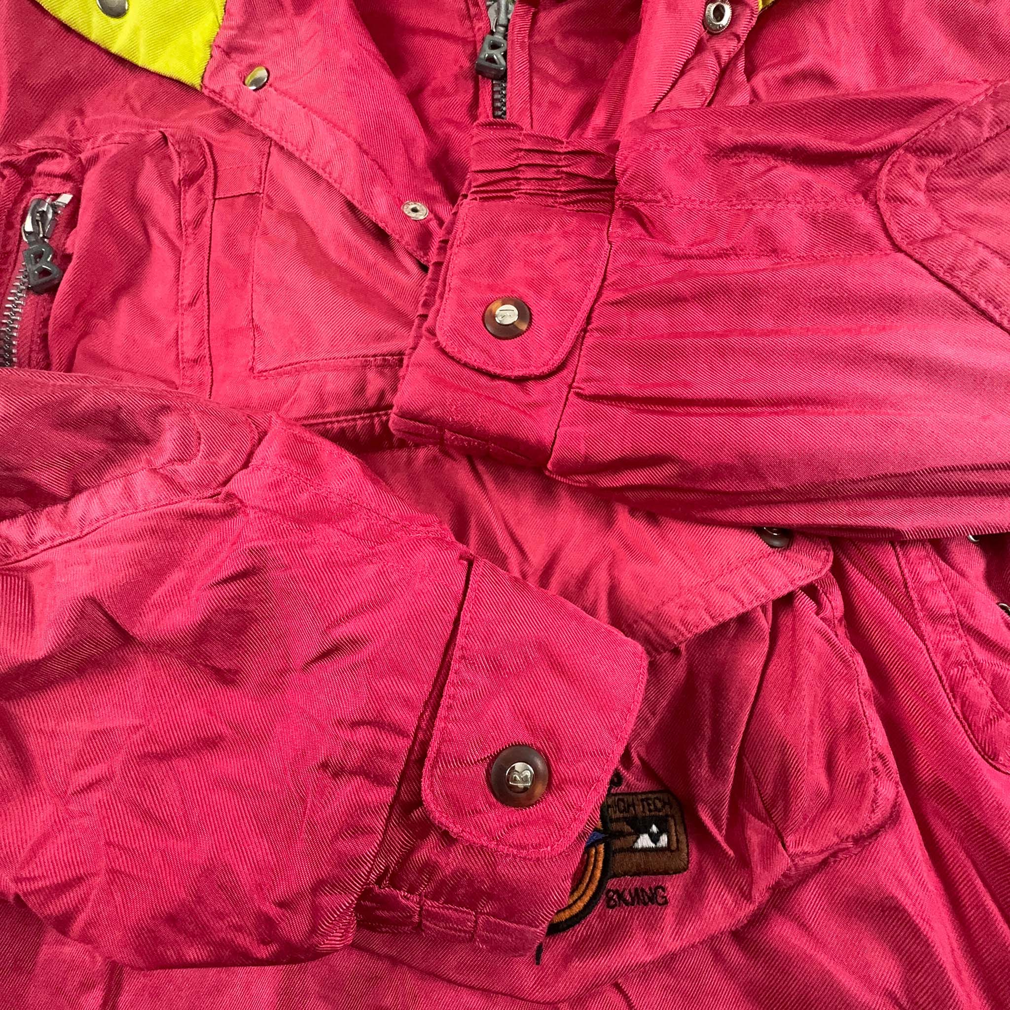 Giacca da Sci/Snowboard Vintage rosa con ricamo e zip - Taglia L uomo