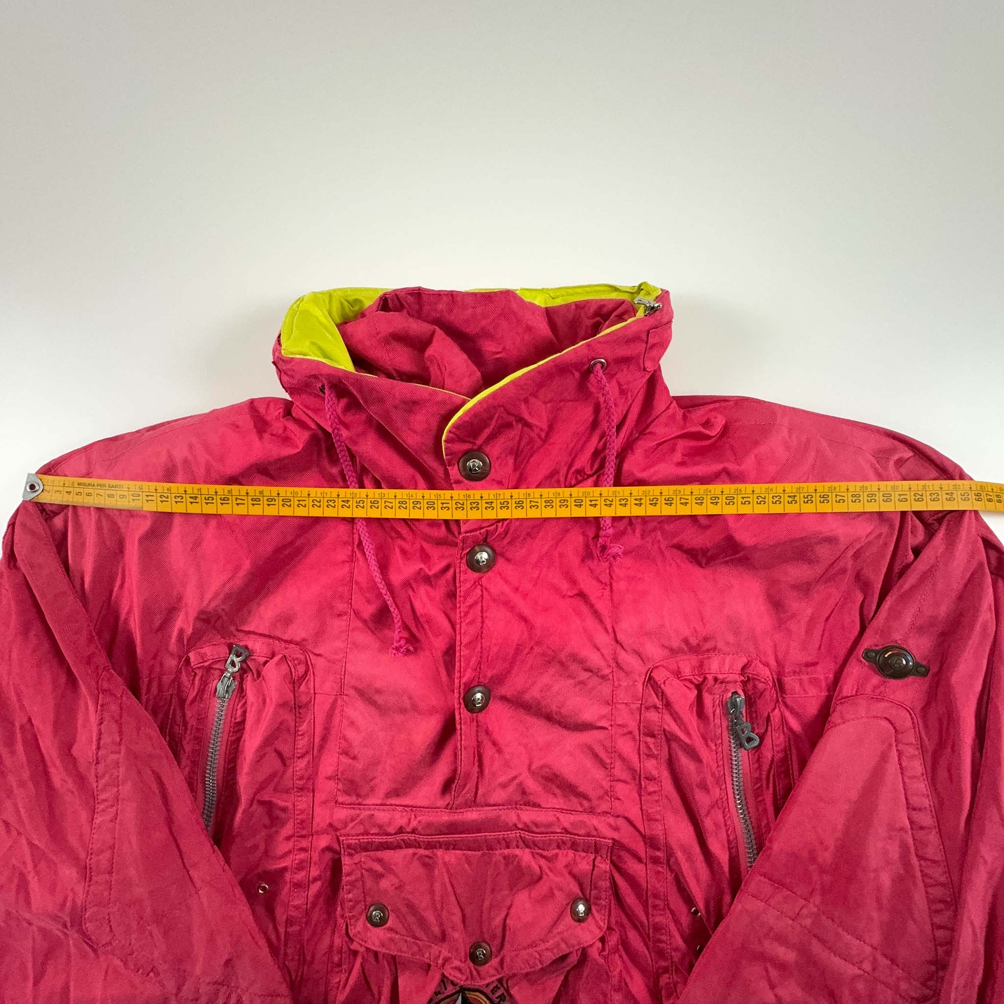 Giacca da Sci/Snowboard Vintage rosa con ricamo e zip - Taglia L uomo