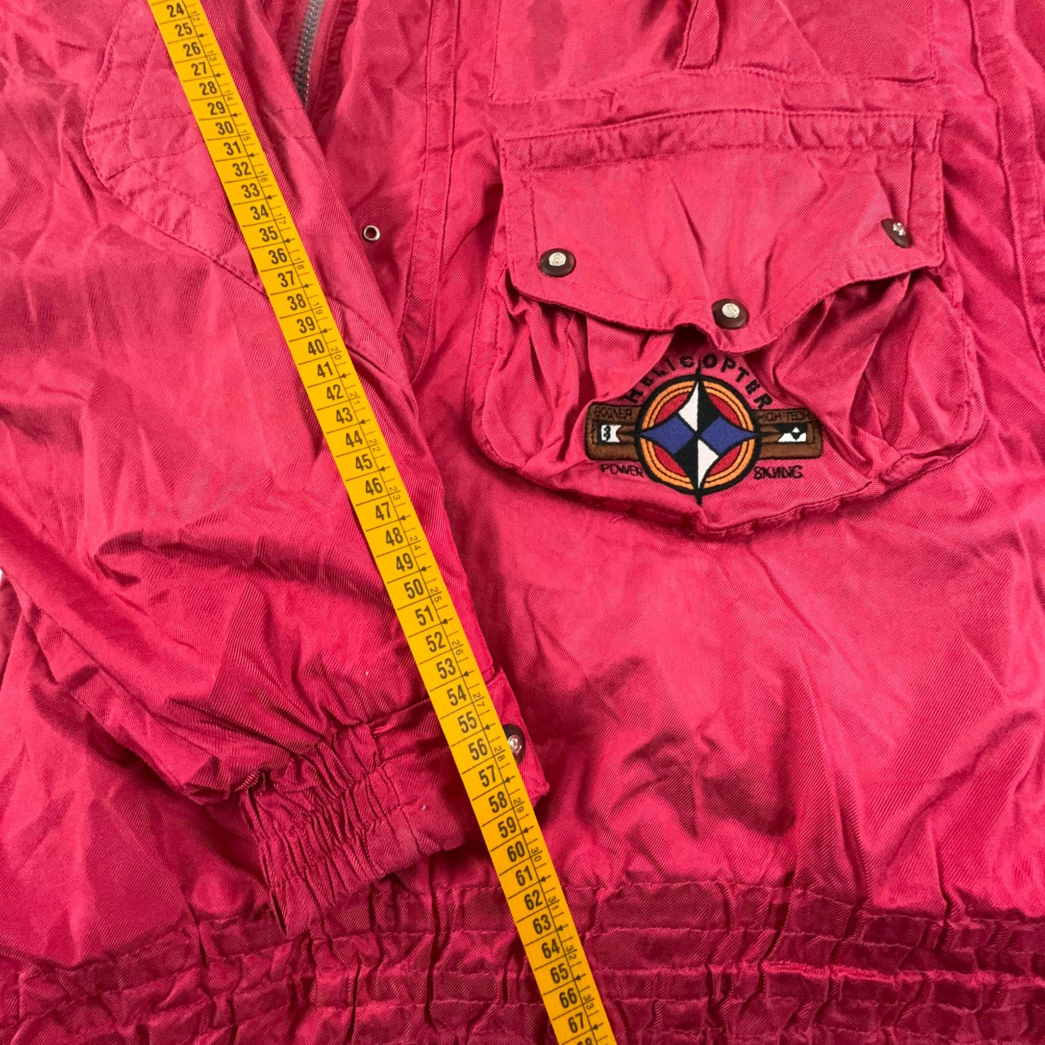 Giacca da Sci/Snowboard Vintage rosa con ricamo e zip - Taglia L uomo