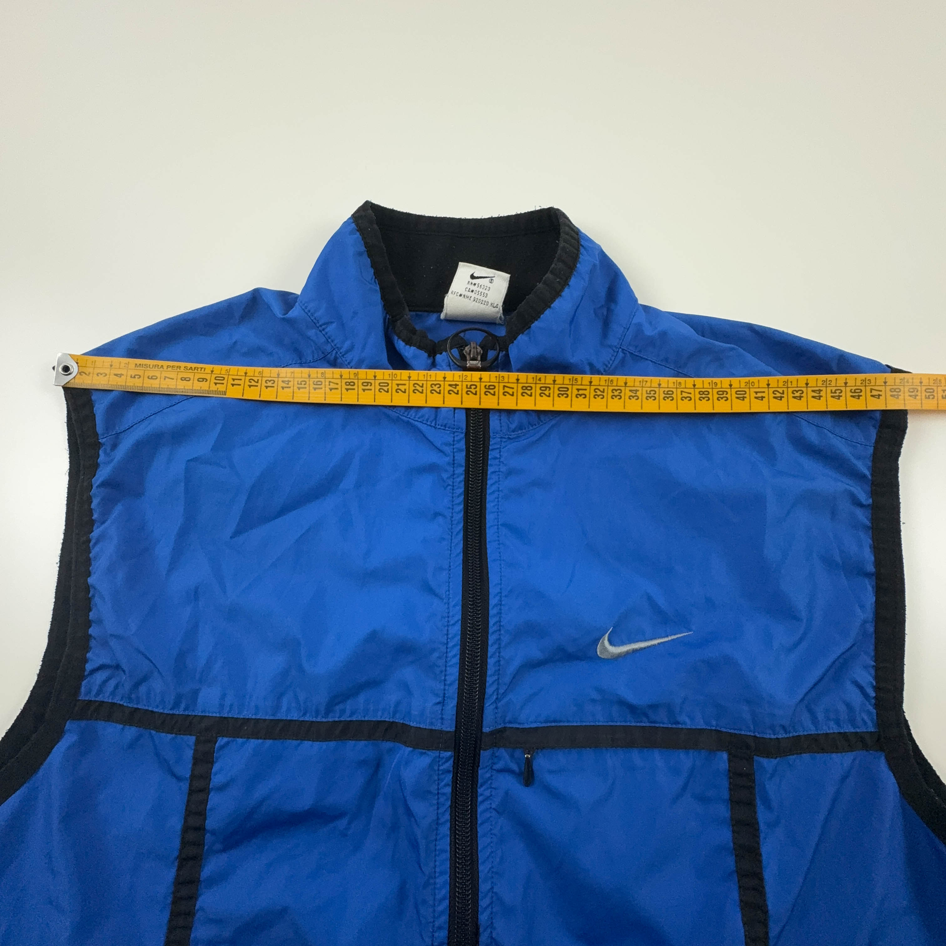 Giacca a vento Nike Vintage smanicata blu con zip anni 90 - Taglia M 178 uomo