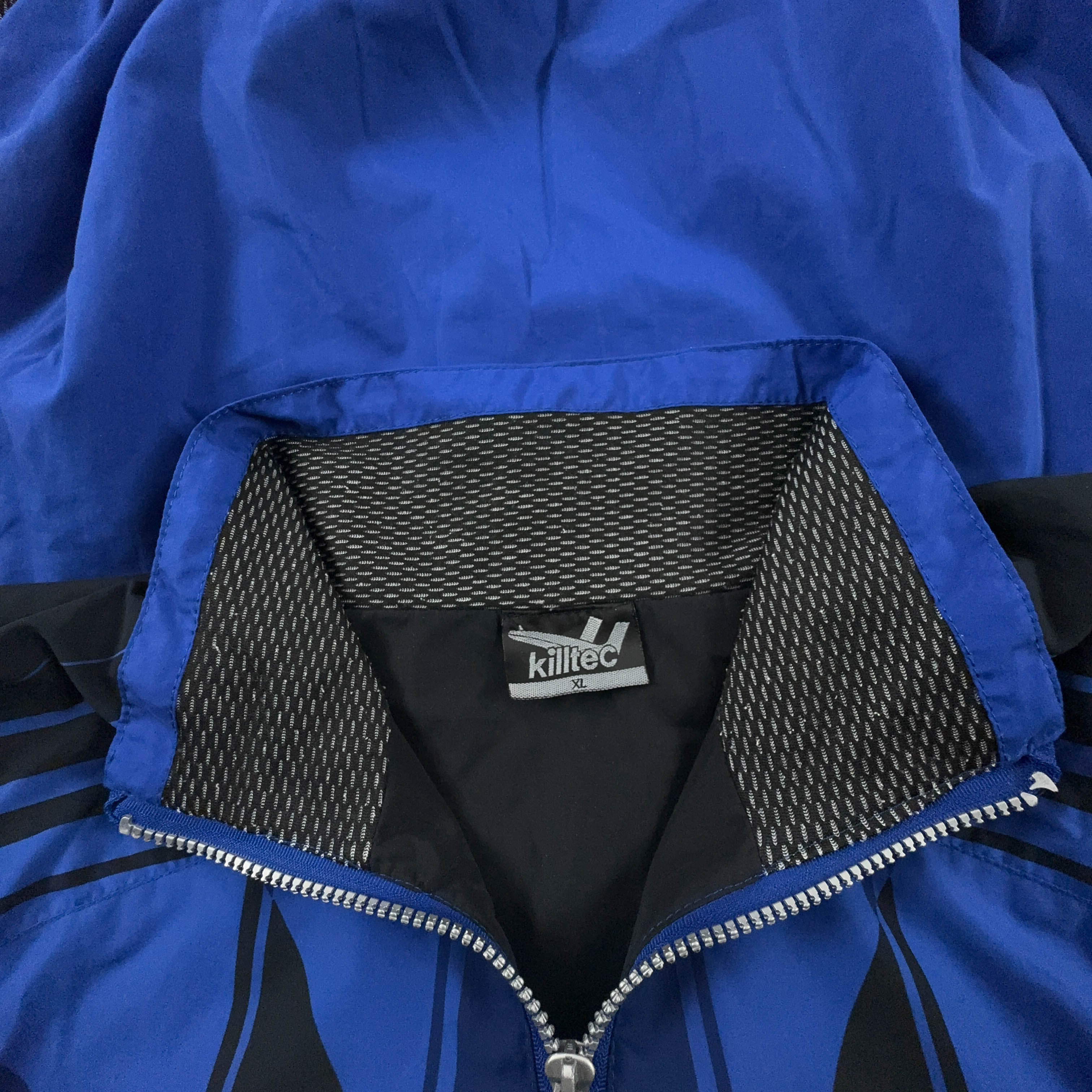 Giacca a vento Killtec Vintage blu e nera con zip anni 90 - Taglia XL uomo