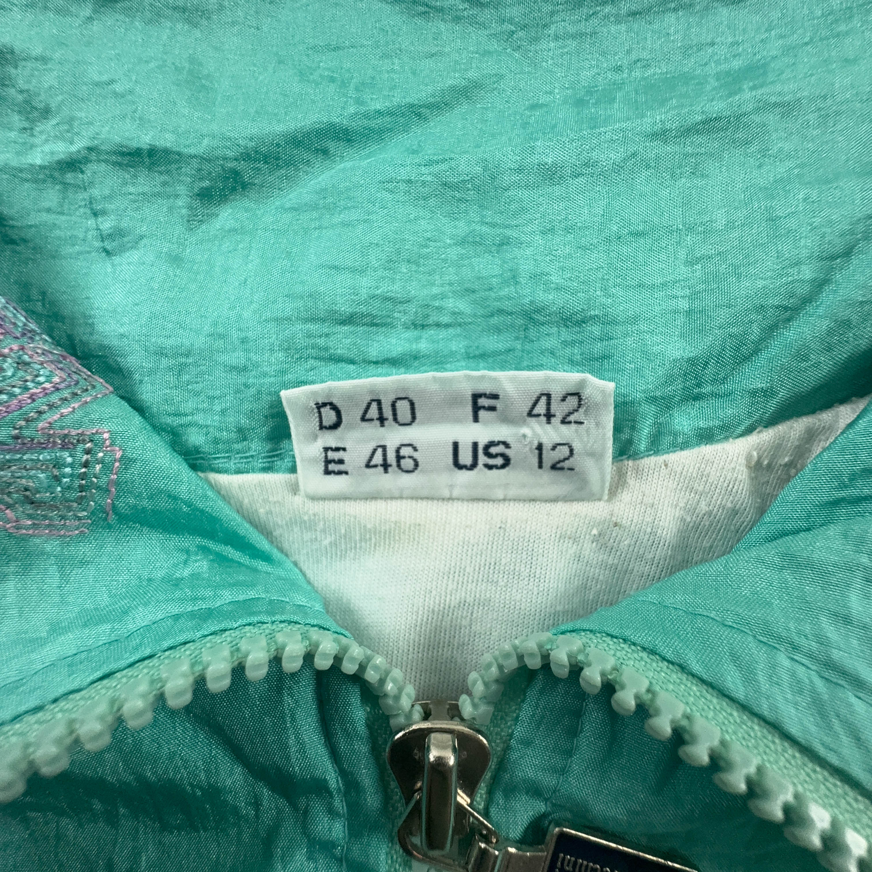 Giacca a vento Sergio Tacchini Vintage verde acqua con zip anni 90 - Taglia 46 uomo