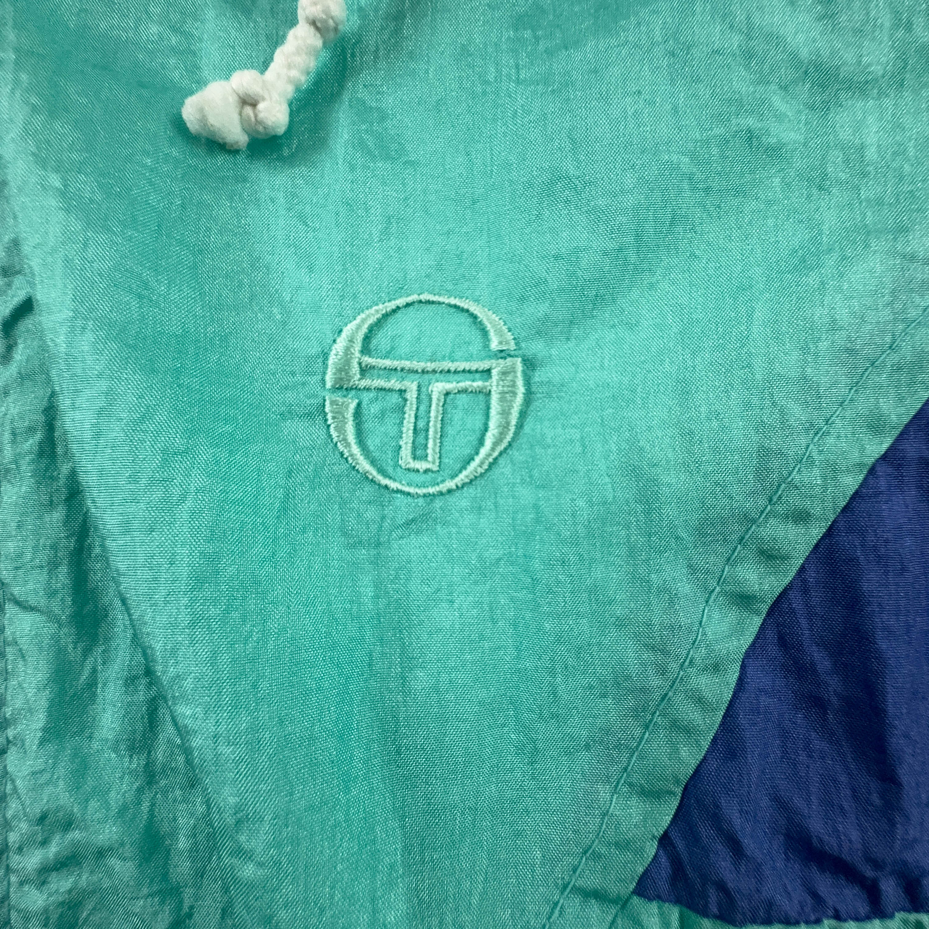 Giacca a vento Sergio Tacchini Vintage verde acqua con zip anni 90 - Taglia 46 uomo