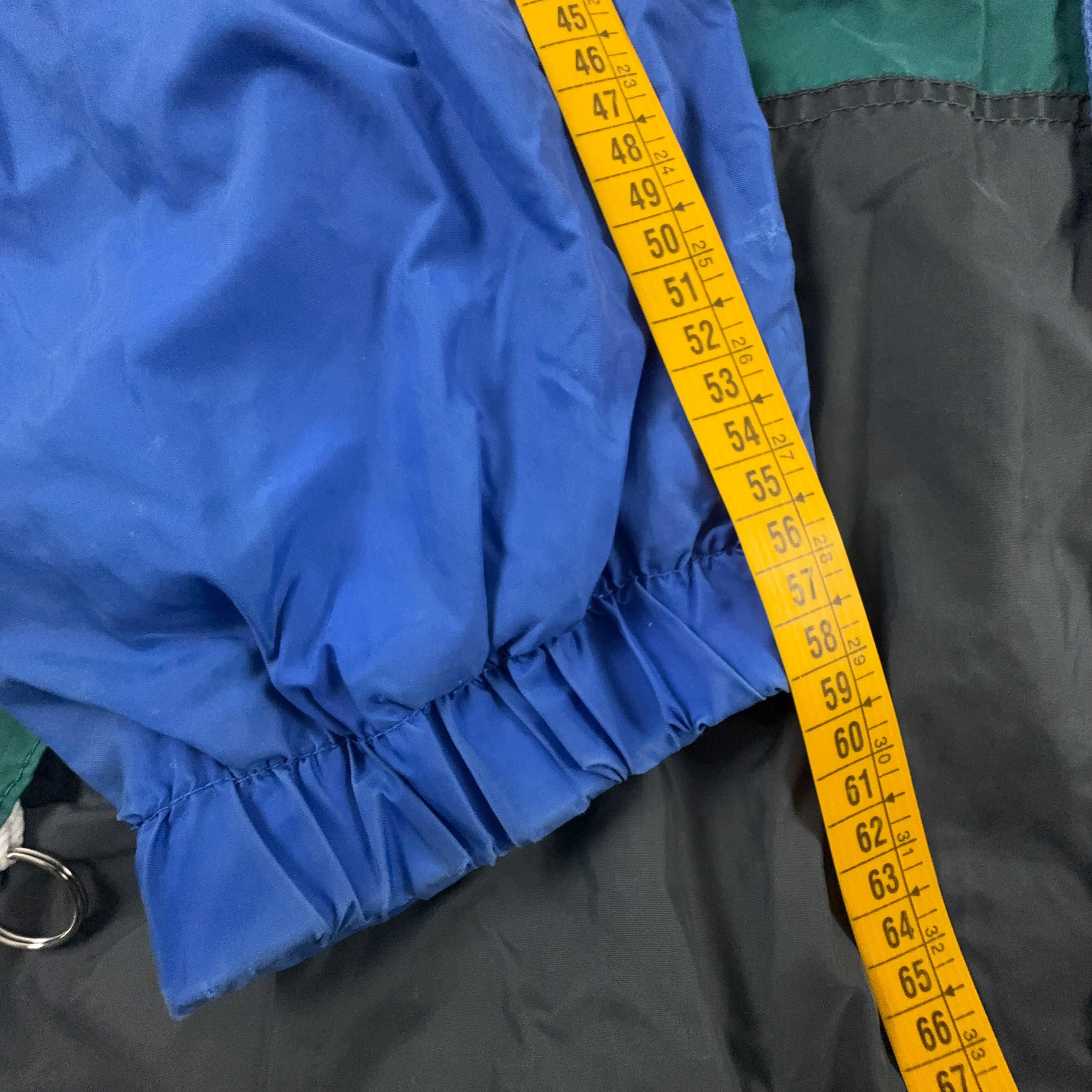 Giacca a vento blu e nera a fantasia con zip e bottoni - Taglia XL/XXL uomo