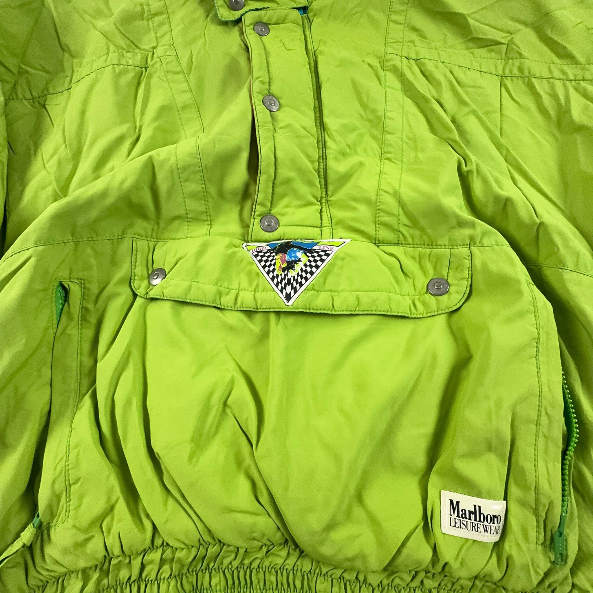 Giacca da Sci/Snowboard Vintage Marlboro Leisure Wear verde con Patch - Taglia L uomo