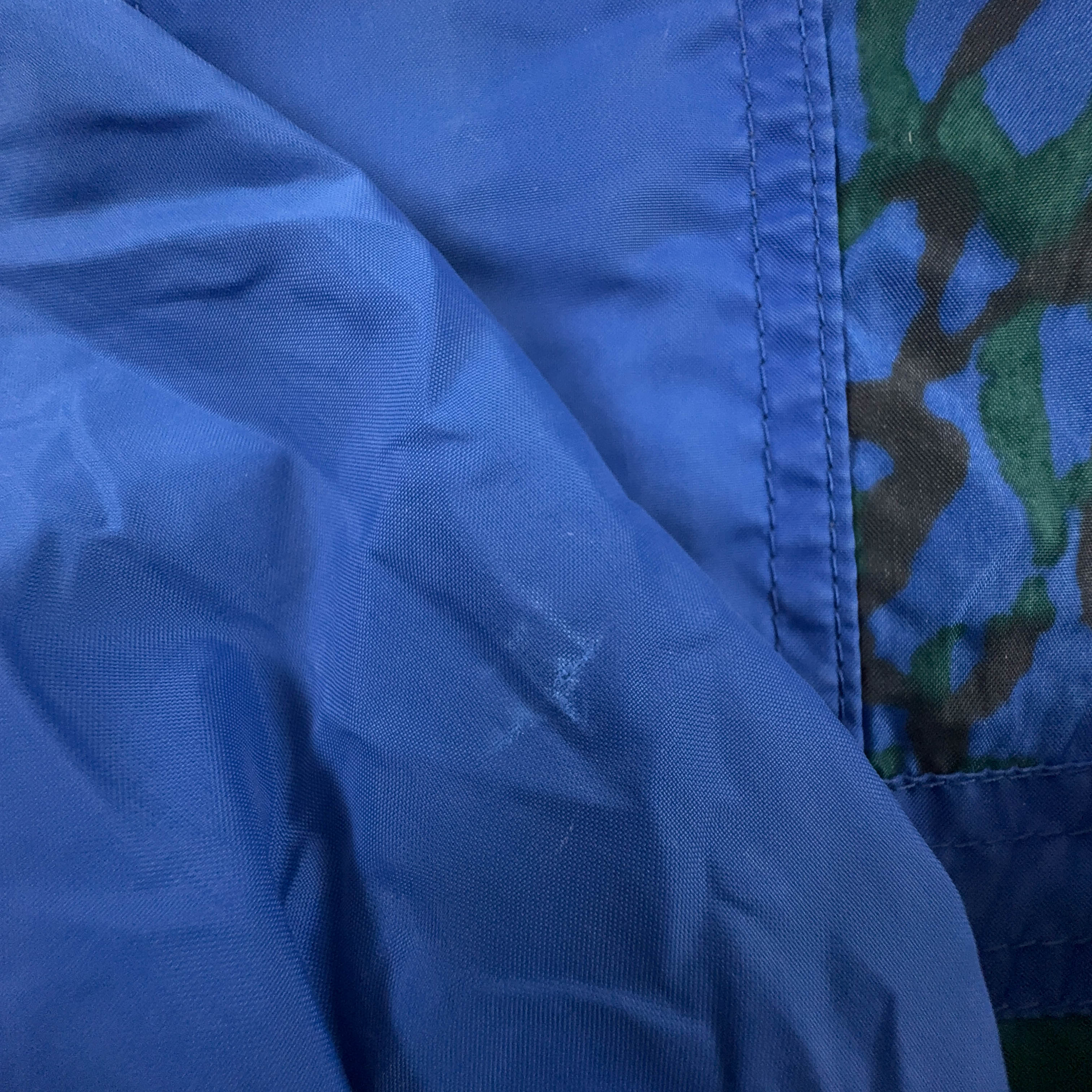 Giacca a vento blu e nera a fantasia con zip e bottoni - Taglia XL/XXL uomo