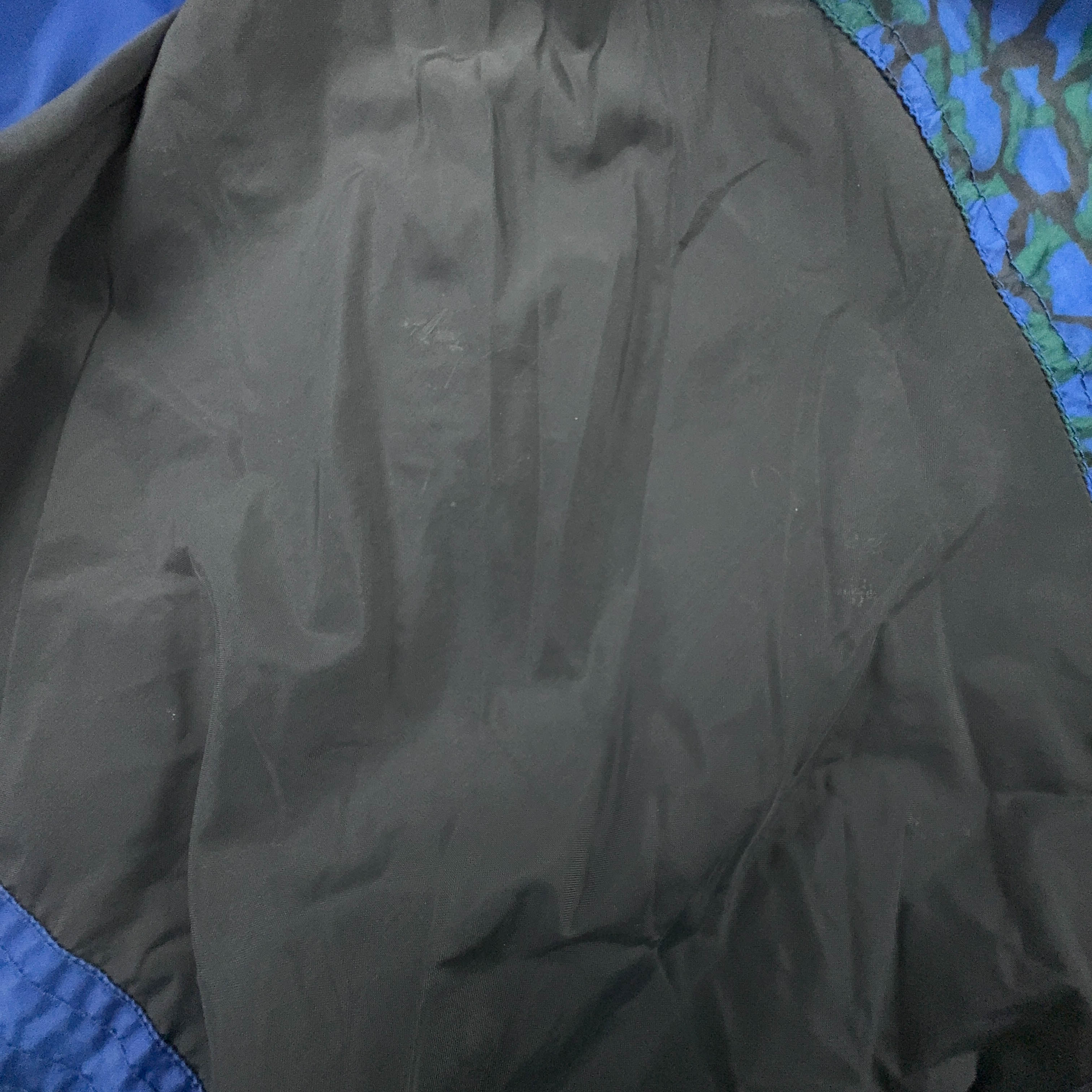 Giacca a vento blu e nera a fantasia con zip e bottoni - Taglia XL/XXL uomo