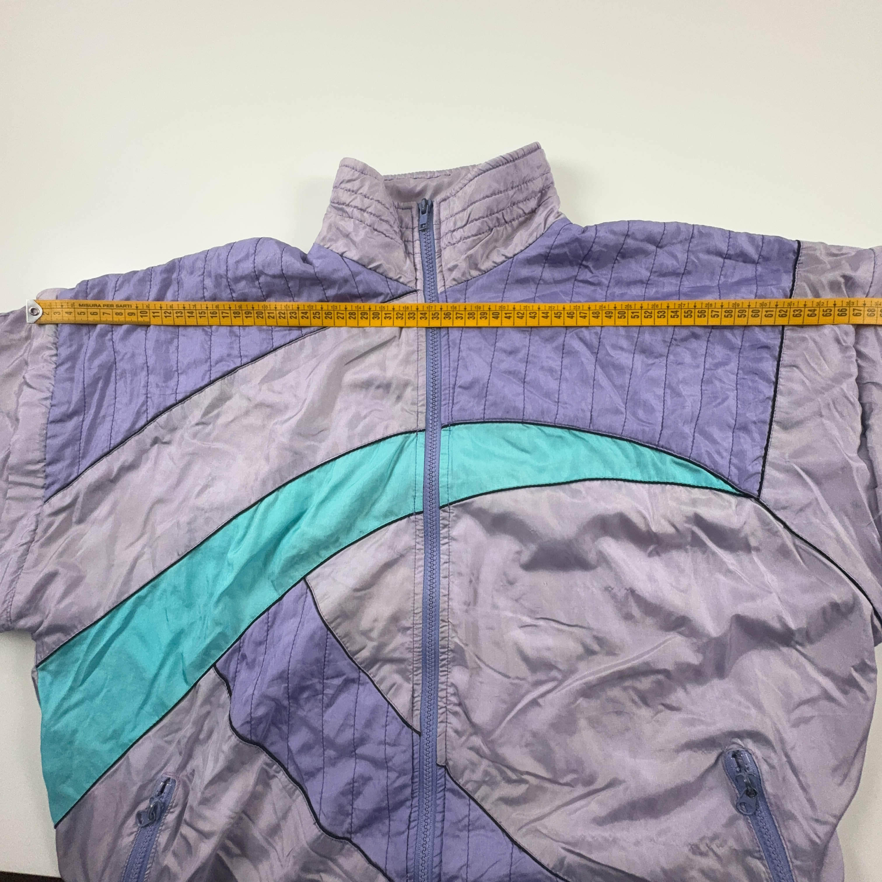 Giacca a vento lilla e viola con zip - Taglia M/L uomo