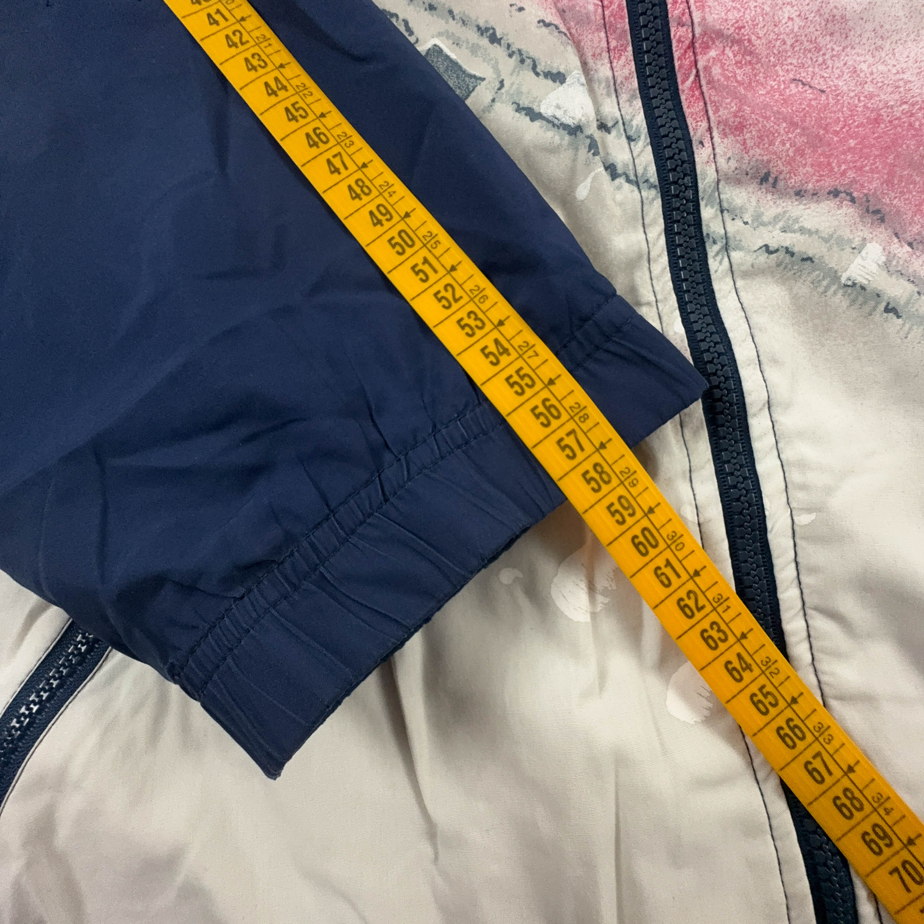 Giacca a vento Vintage Sergio Tacchini bianca e blu con zip anni 90 - Taglia XL uomo