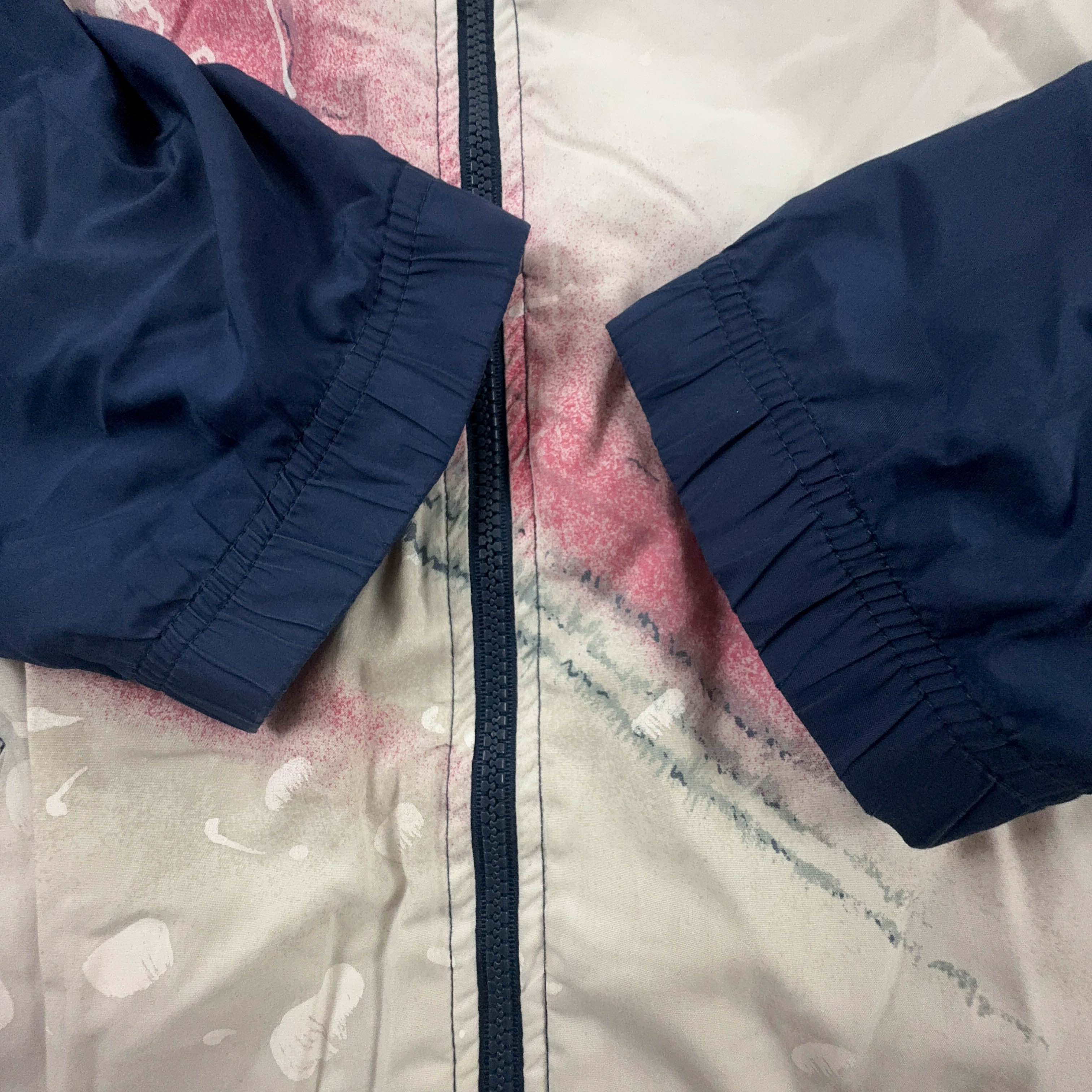Giacca a vento Vintage Sergio Tacchini bianca e blu con zip anni 90 - Taglia XL uomo
