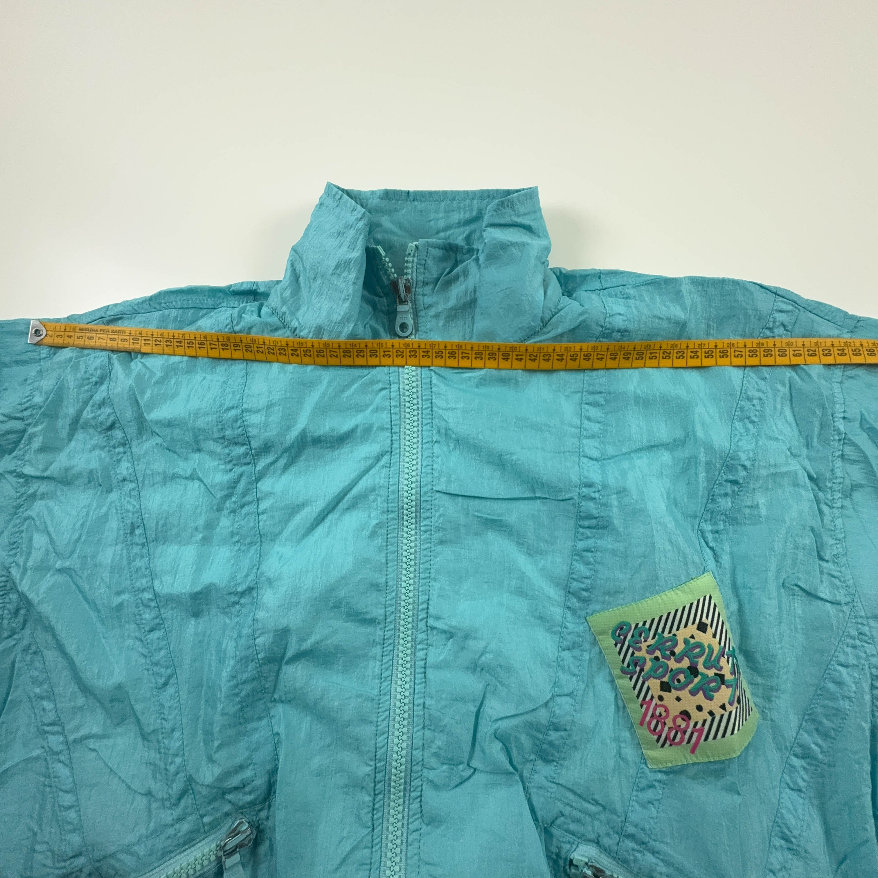 Giacca a vento Cerrutti Sport Vintage azzurra con zip e ricamo anni 80 - Taglia M/L uomo