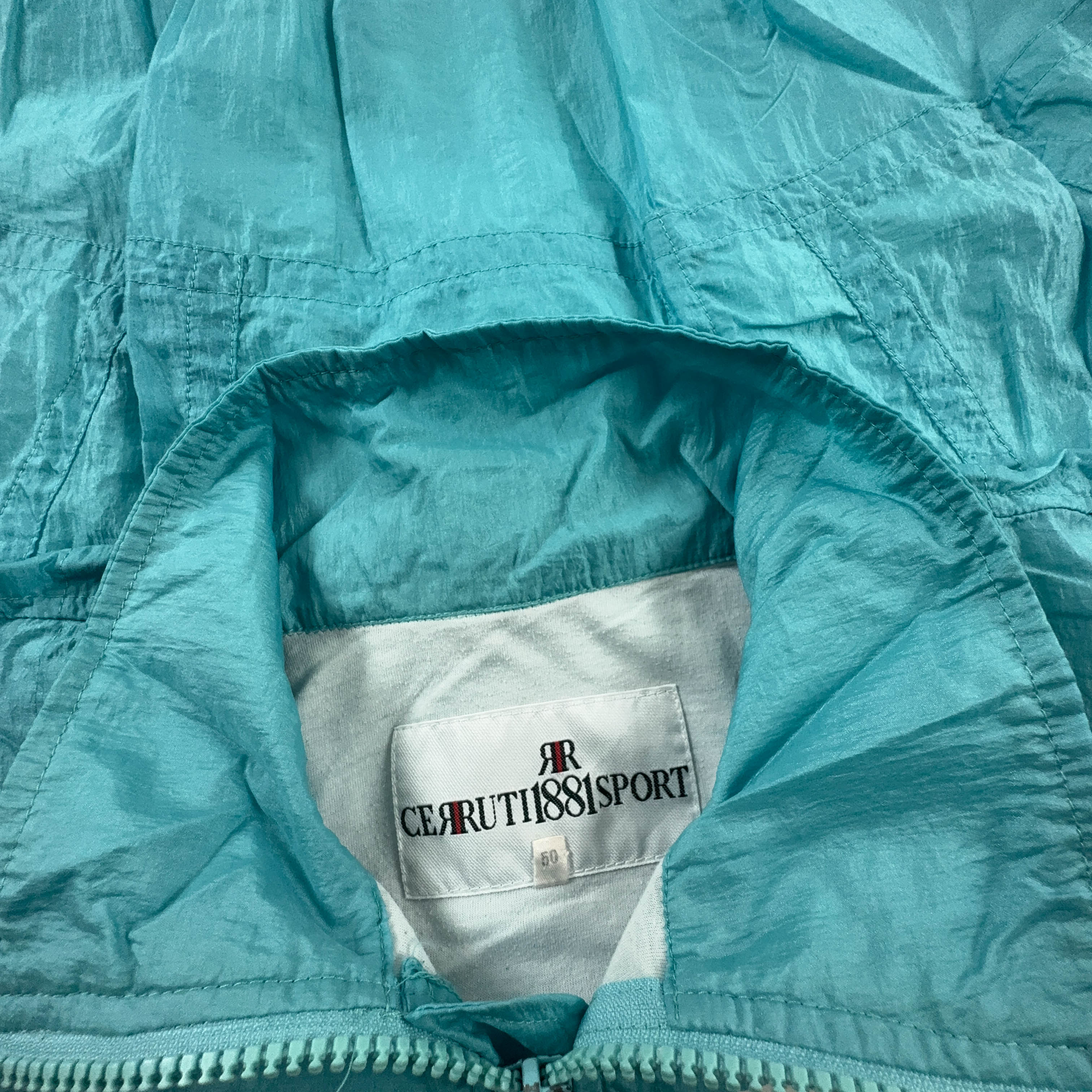 Giacca a vento Cerrutti Sport Vintage azzurra con zip e ricamo anni 80 - Taglia M/L uomo