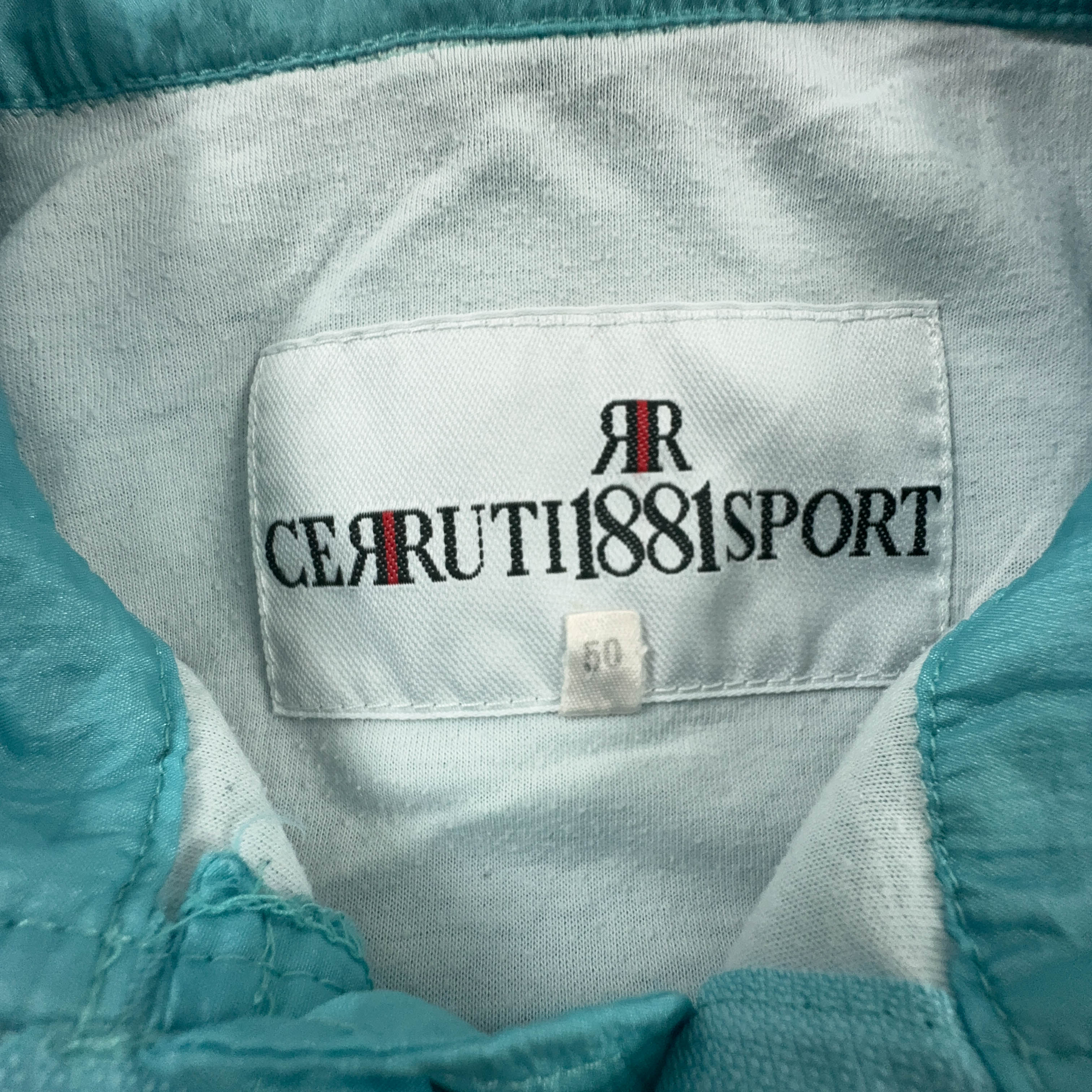 Giacca a vento Cerrutti Sport Vintage azzurra con zip e ricamo anni 80 - Taglia M/L uomo