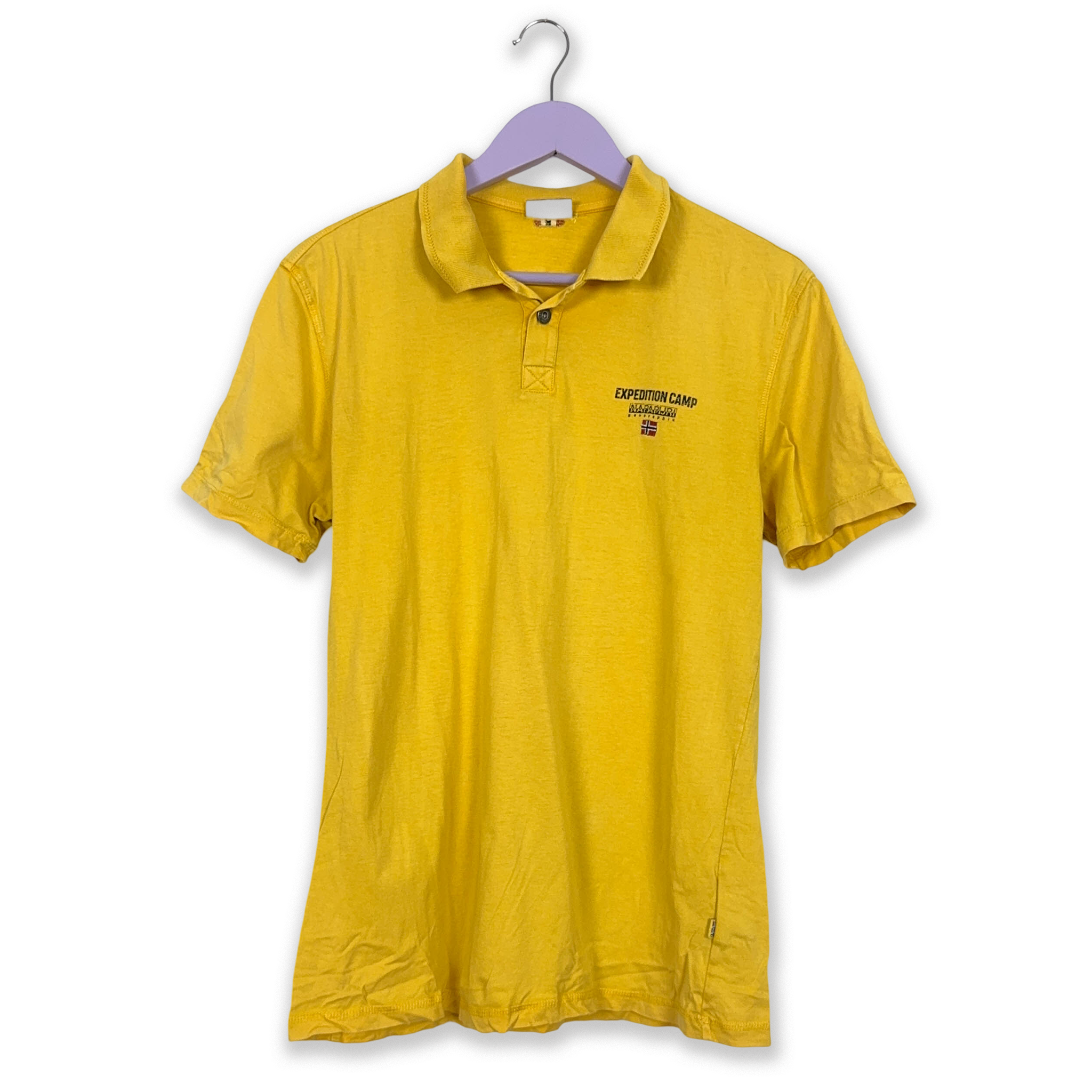 Napapijri Yellow Polo Shirt with Embroidered Logo Solid Color - Size L Men