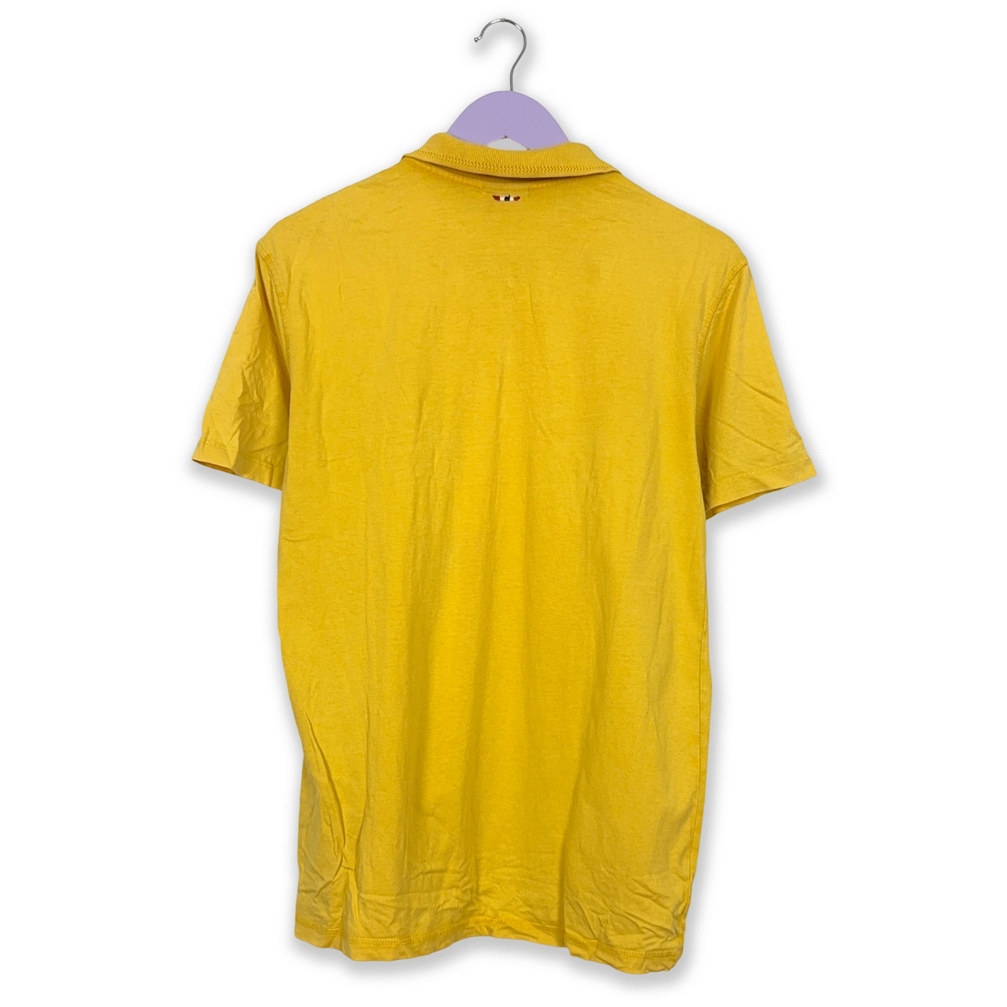 Napapijri Yellow Polo Shirt with Embroidered Logo Solid Color - Size L Men