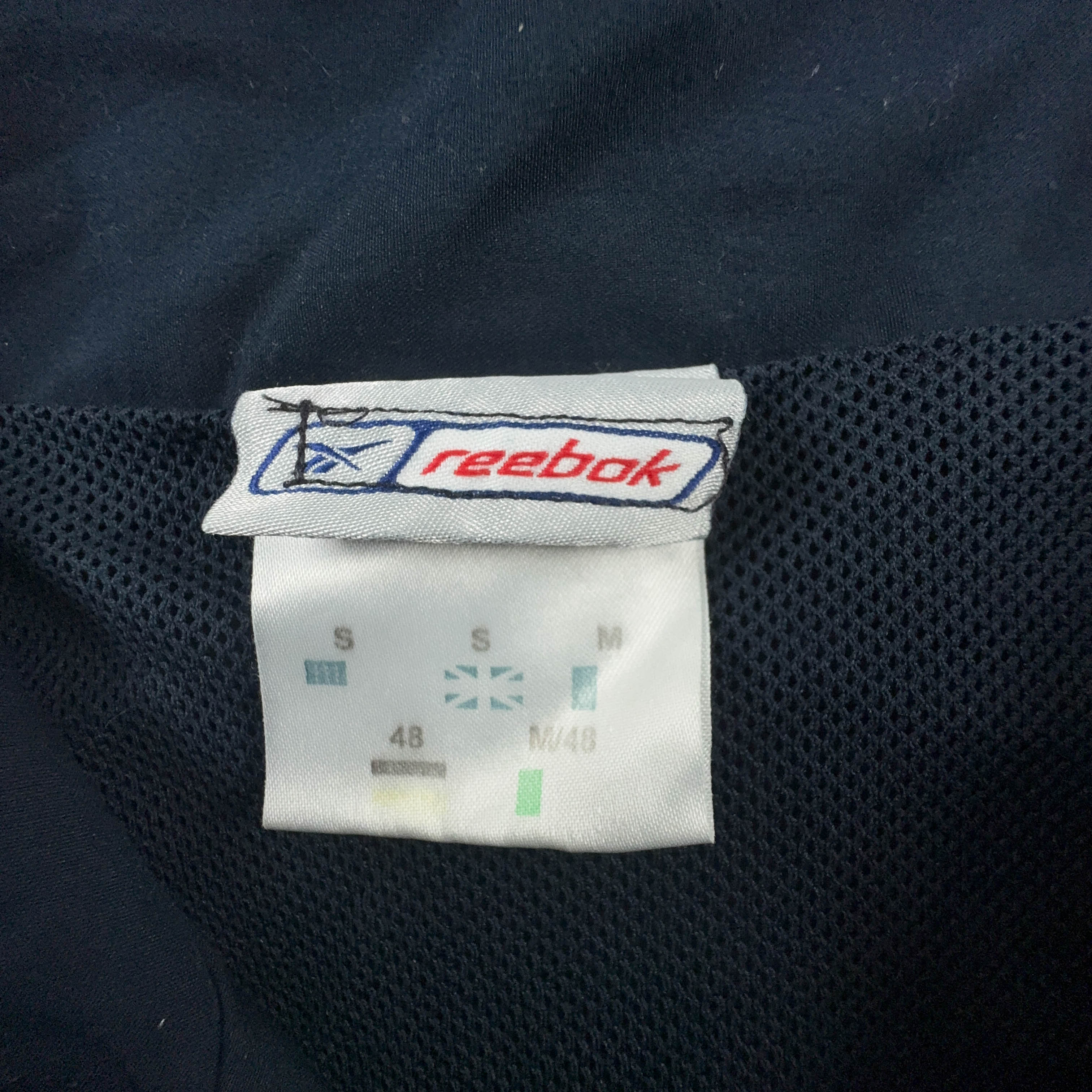 Giacca a vento Reebok Vintage blu scura con zip anni 90 - Taglia M uomo