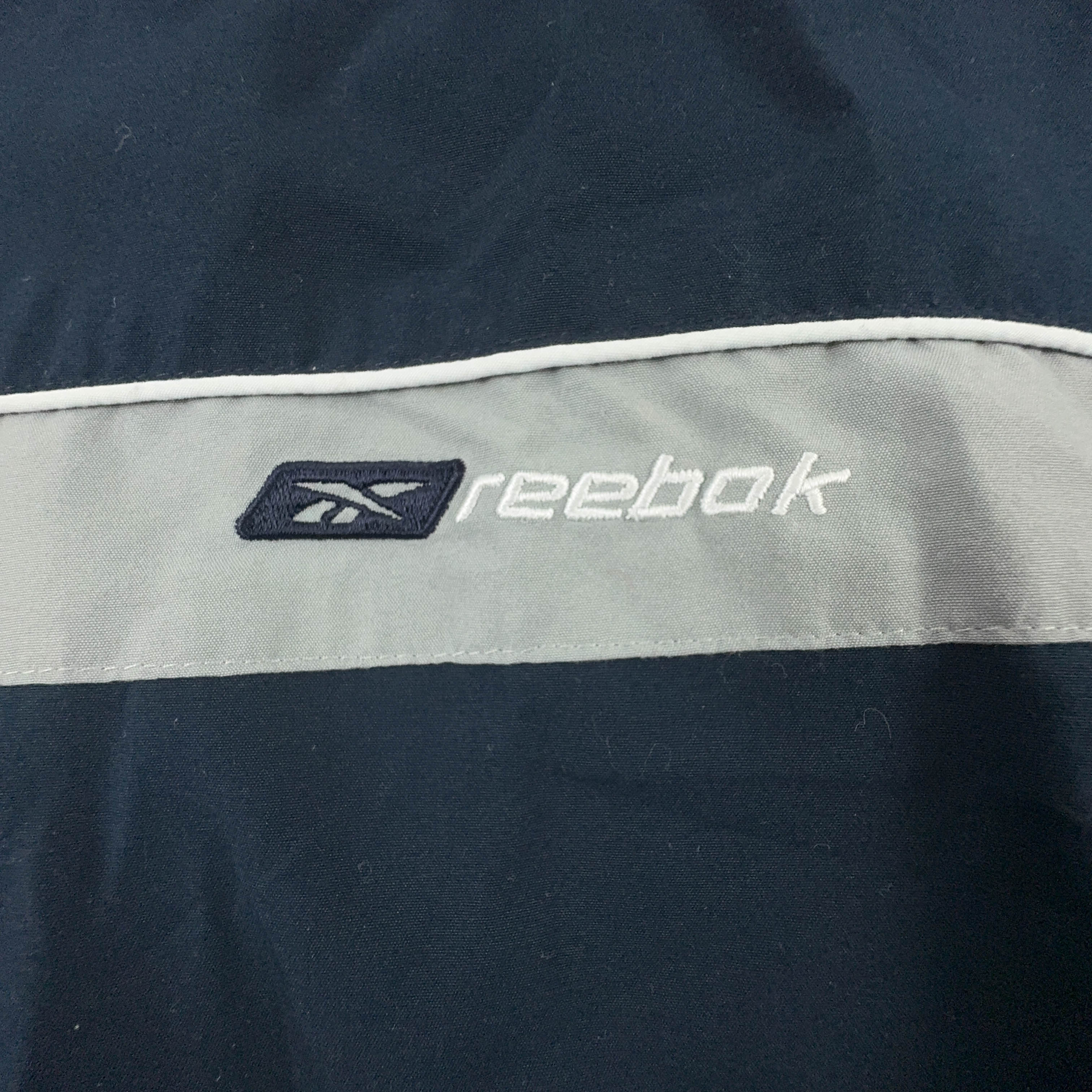 Giacca a vento Reebok Vintage blu scura con zip anni 90 - Taglia M uomo