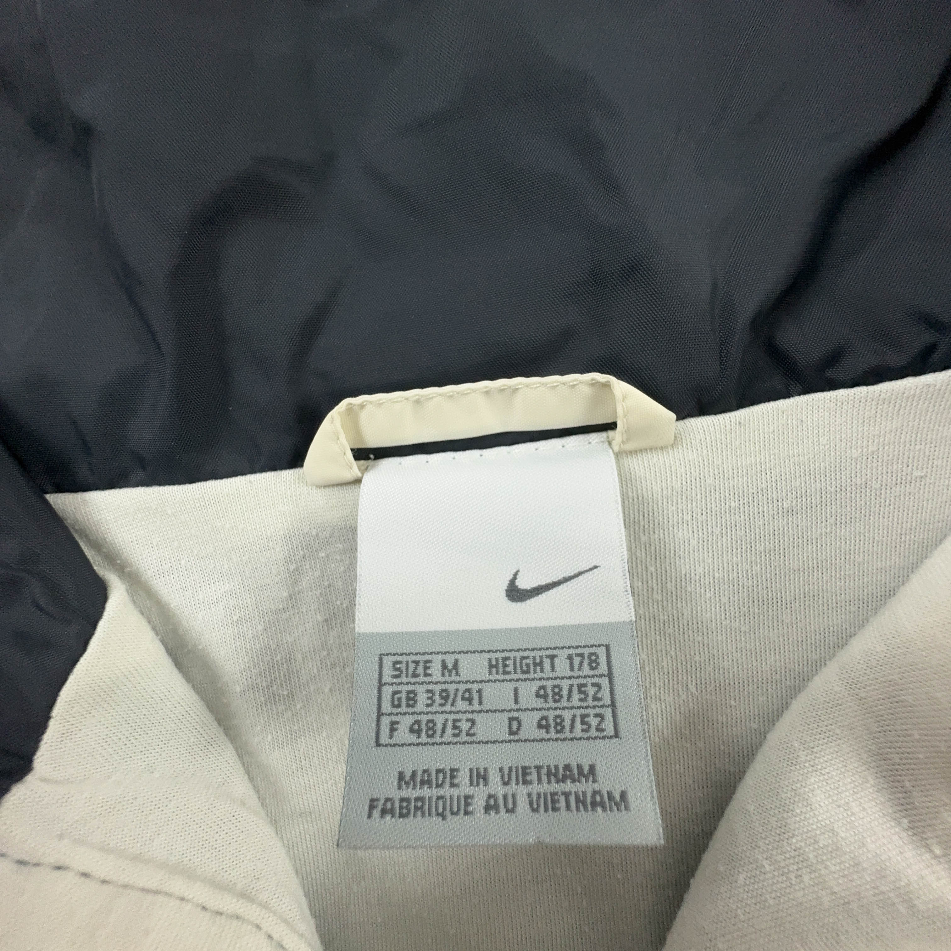 Giacca a vento Nike Vintage crema e nera con zip anni 00 - Taglia M uomo
