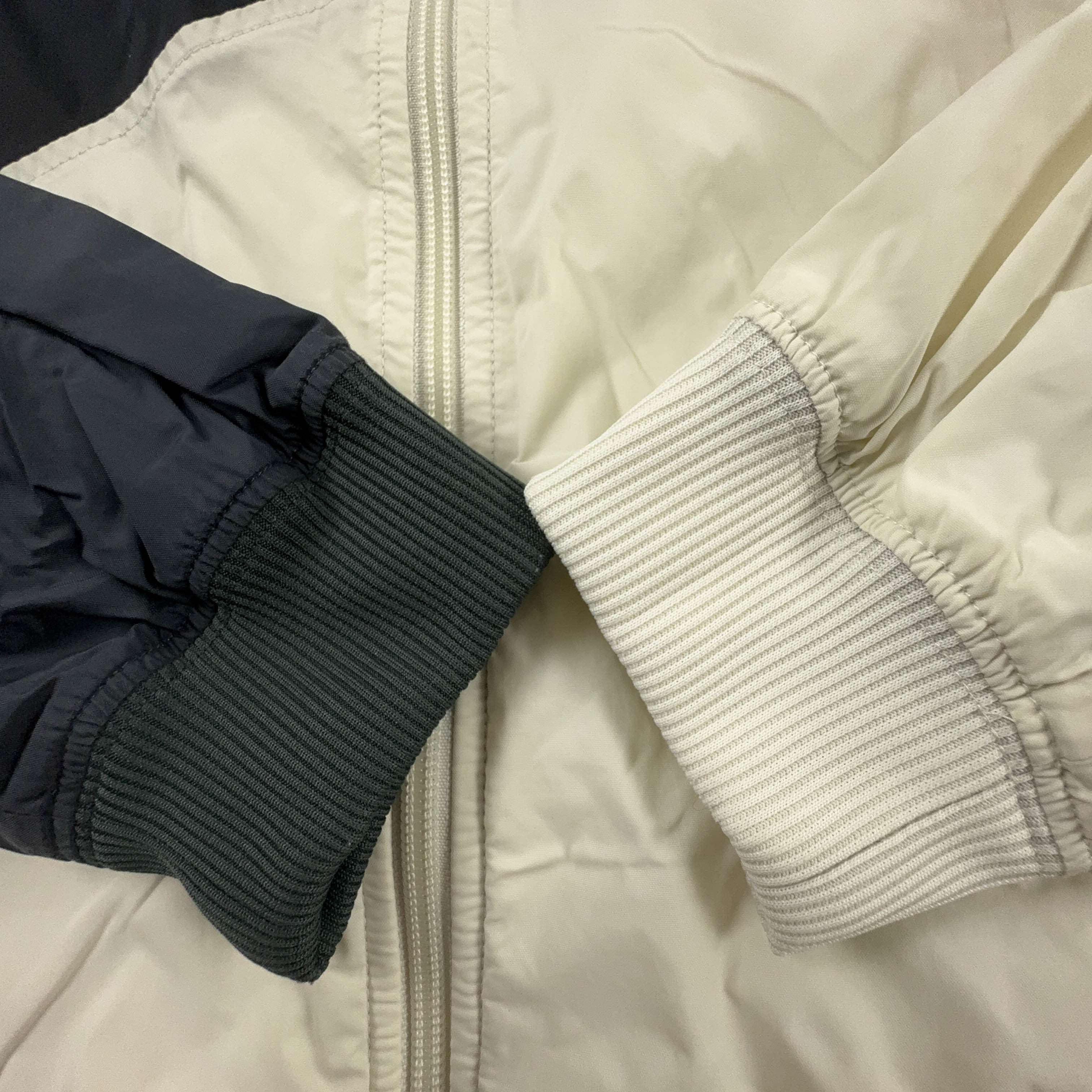 Giacca a vento Nike Vintage crema e nera con zip anni 00 - Taglia M uomo
