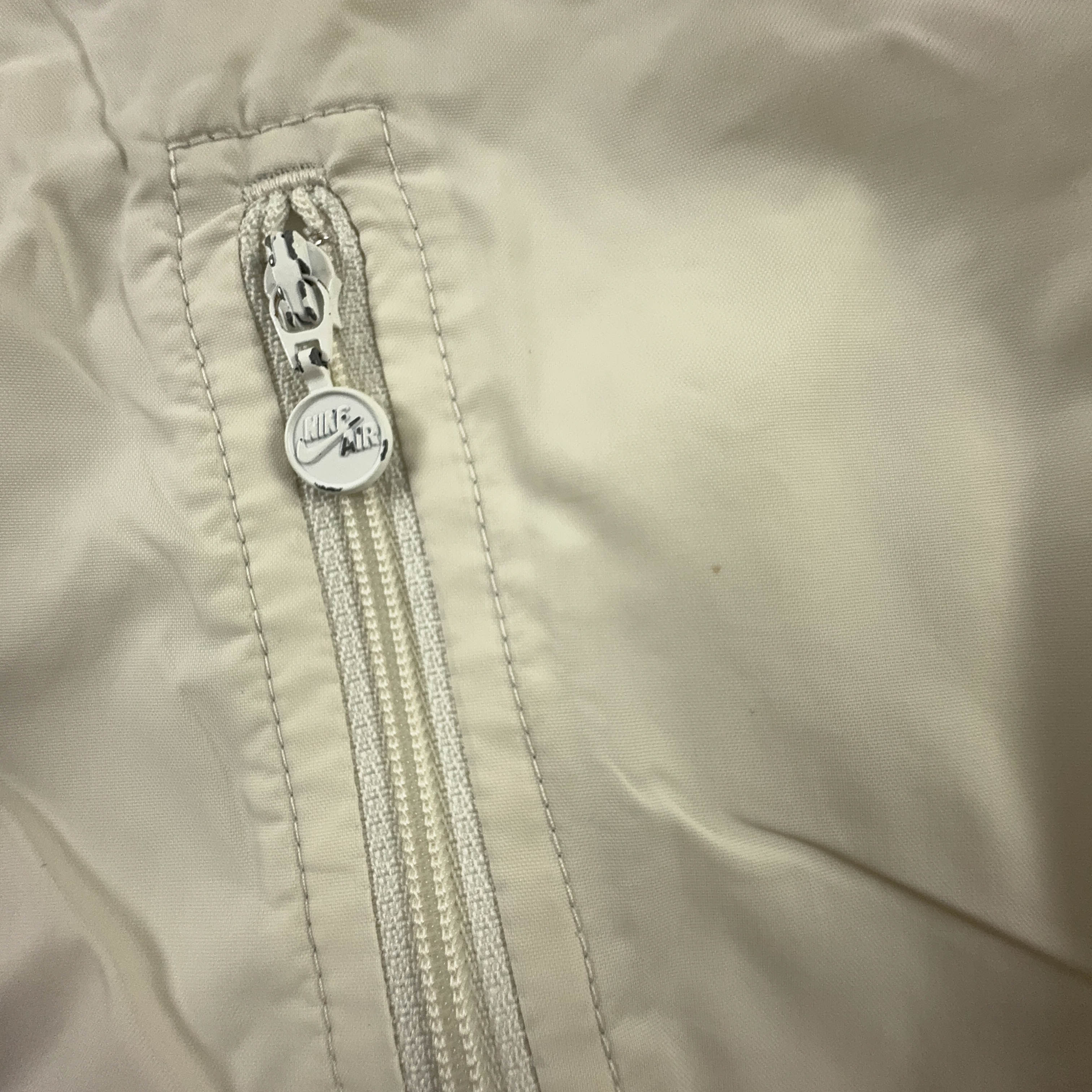 Giacca a vento Nike Vintage crema e nera con zip anni 00 - Taglia M uomo