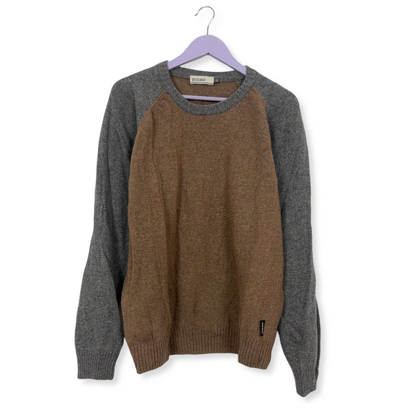 Maglione Colmar marrone e grigio a girocollo 80% lana - Taglia L/XL uomo