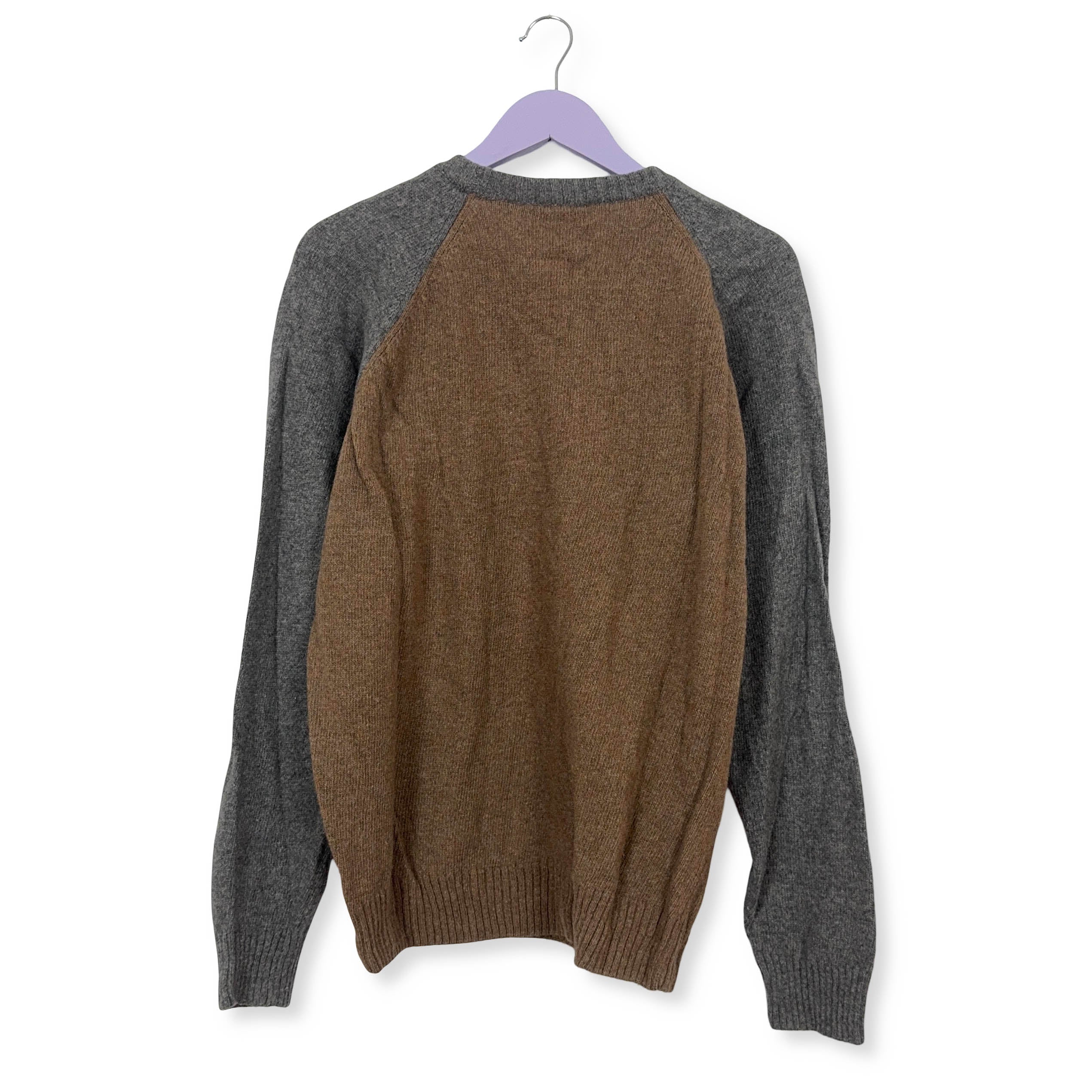 Maglione Colmar marrone e grigio a girocollo 80% lana - Taglia L/XL uomo