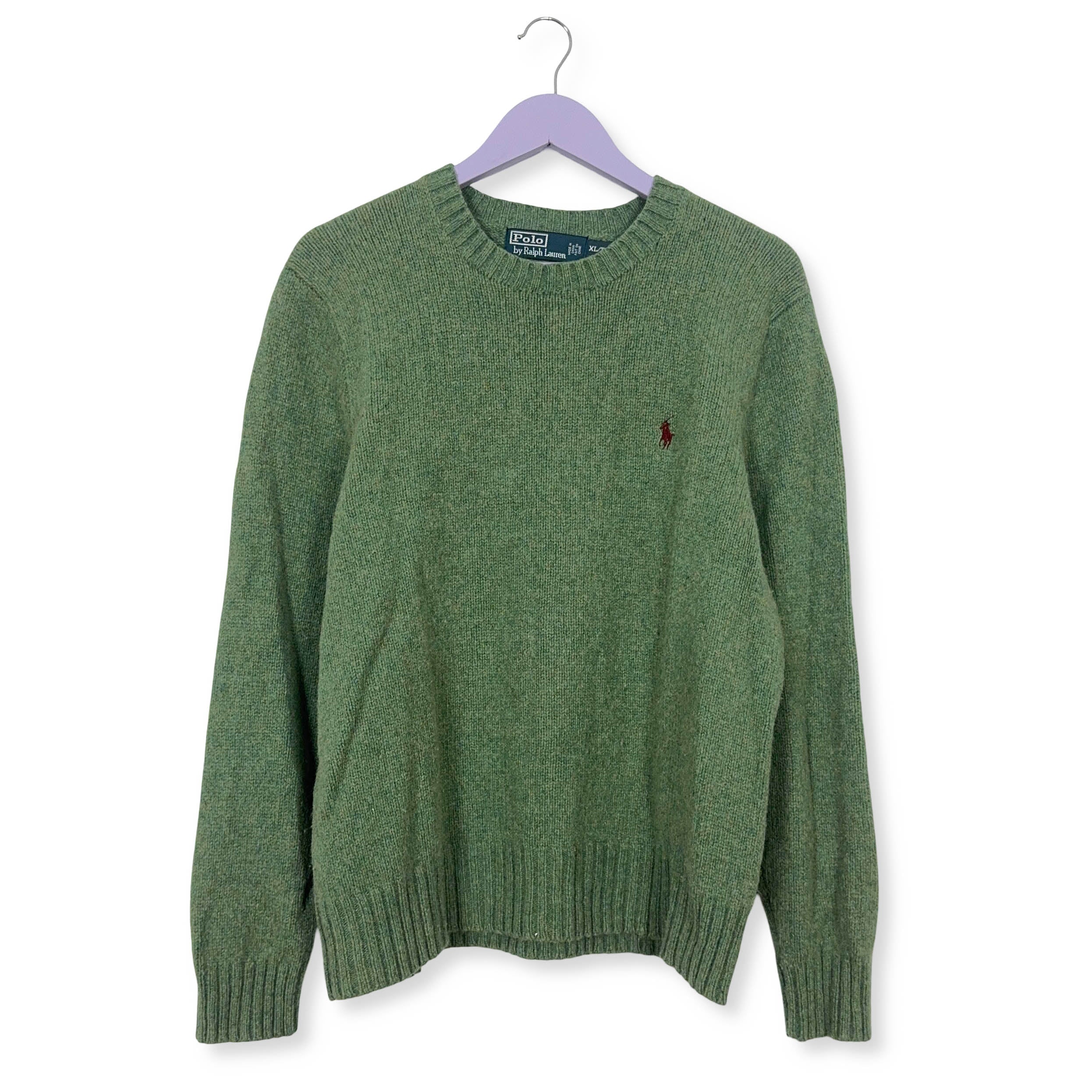 Maglione Ralph Lauren verde a girocollo 90% lana merino - Taglia L uomo