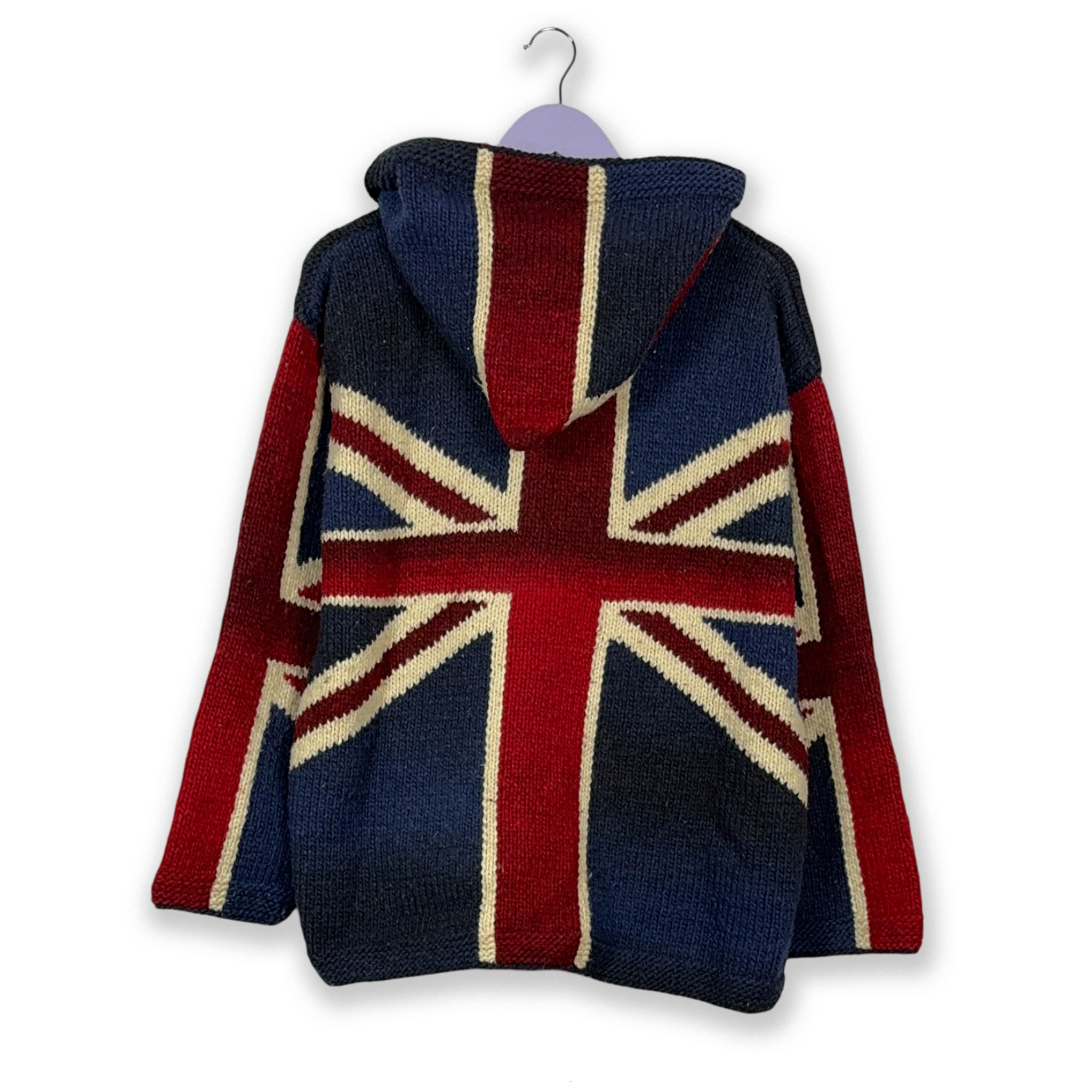 Maglione Frantic Vintage 100% lana bandiera England con zip e cappuccio - Taglia M/L uomo