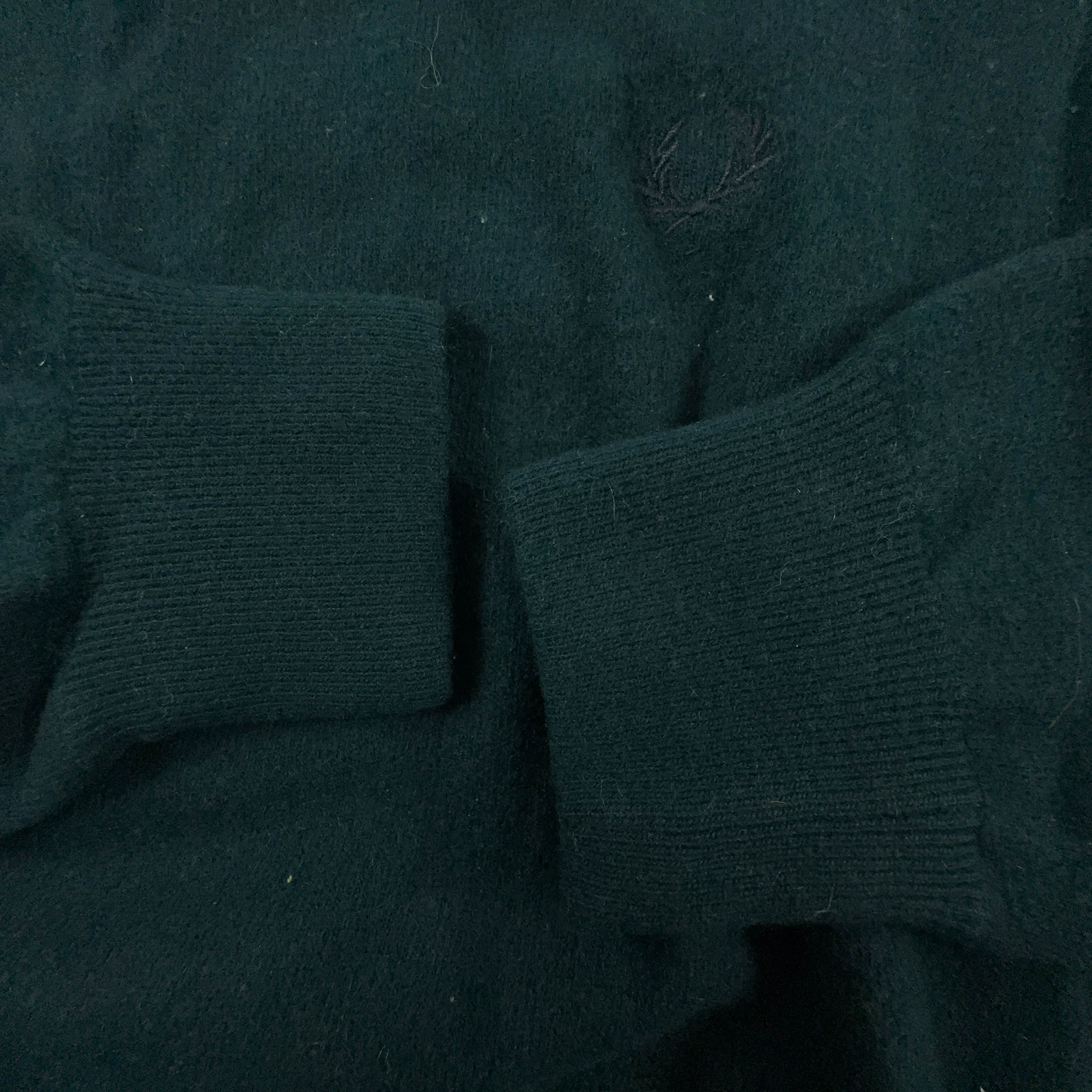 Maglione Fred Perry verde scuro a girocollo in lana merino e cashmere - Taglia S uomo